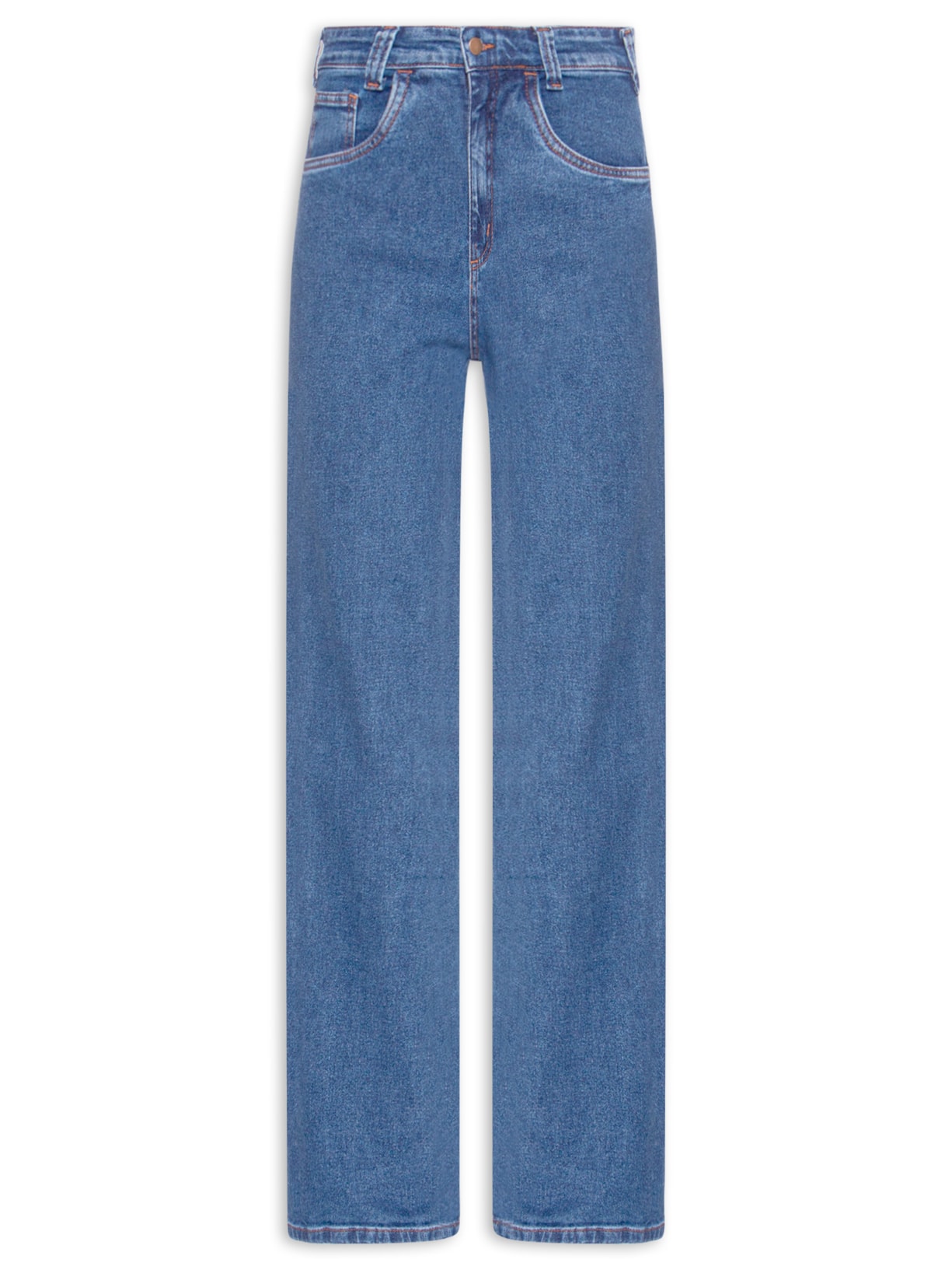 Calça Feminina Reta Jeans Azul Market 33