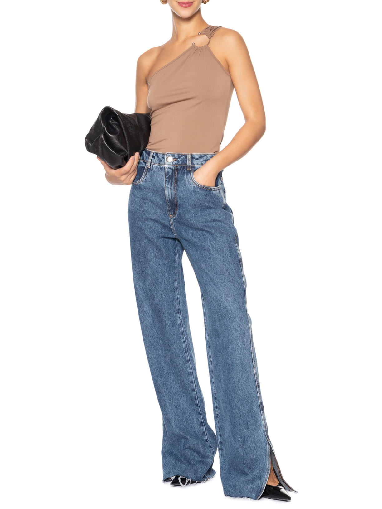 Calça Feminina Reta Jeans Azul Market 33