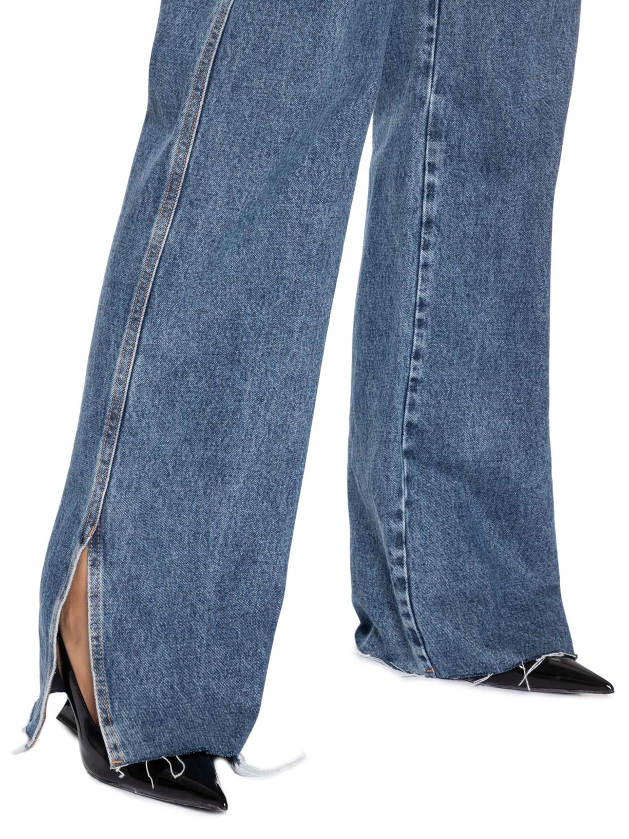 Calça Feminina Reta Jeans Azul Market 33