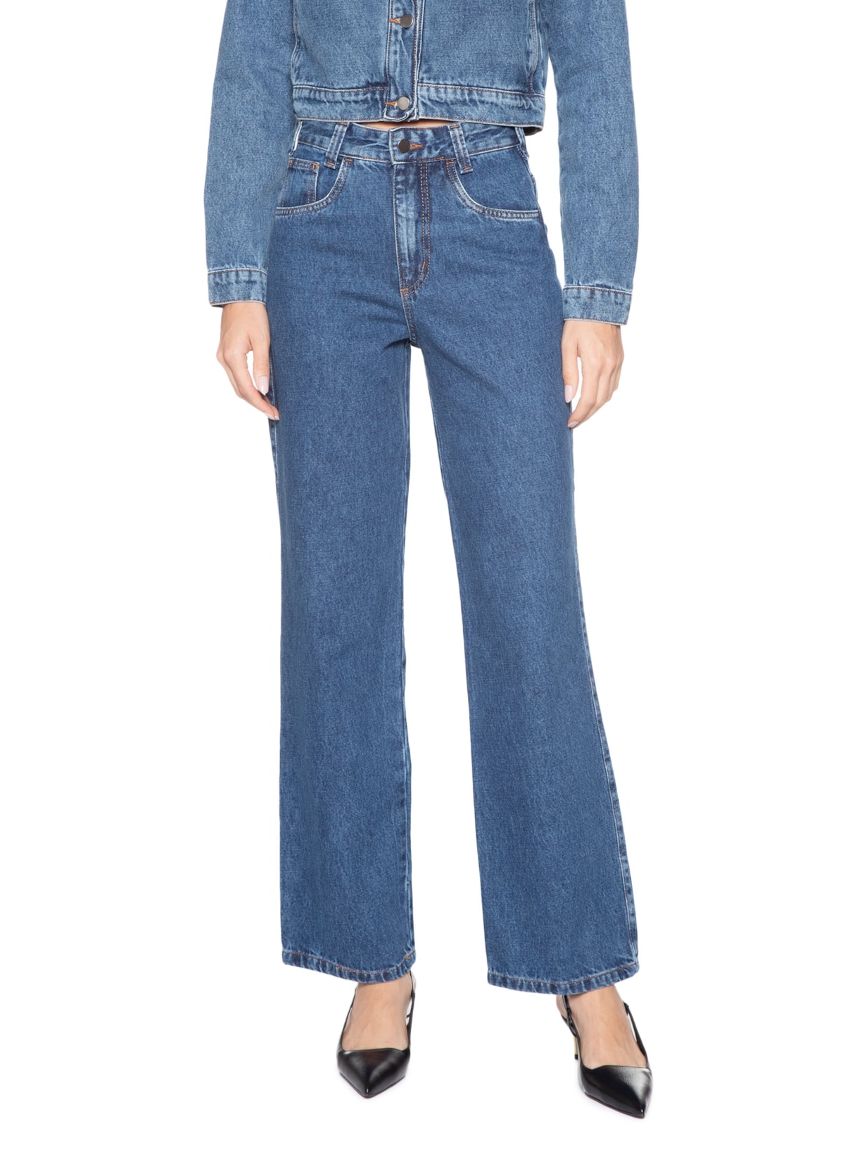 Calça Feminina Reta Jeans -Azul Market 33