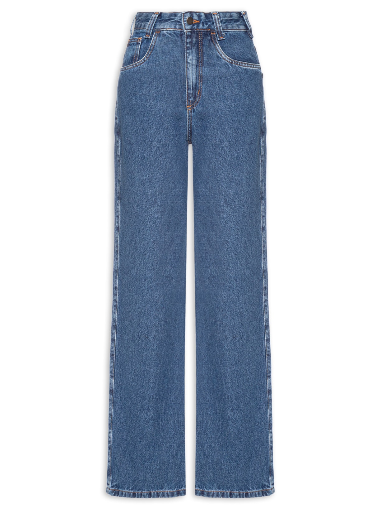 Calça Feminina Reta Jeans -Azul