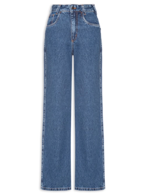 Calça Feminina Reta Jeans -Azul