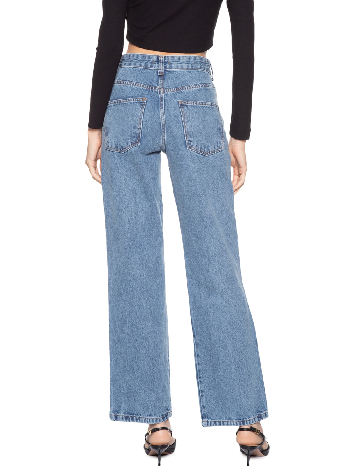 Calça Feminina Reta Jeans Azul Market 33