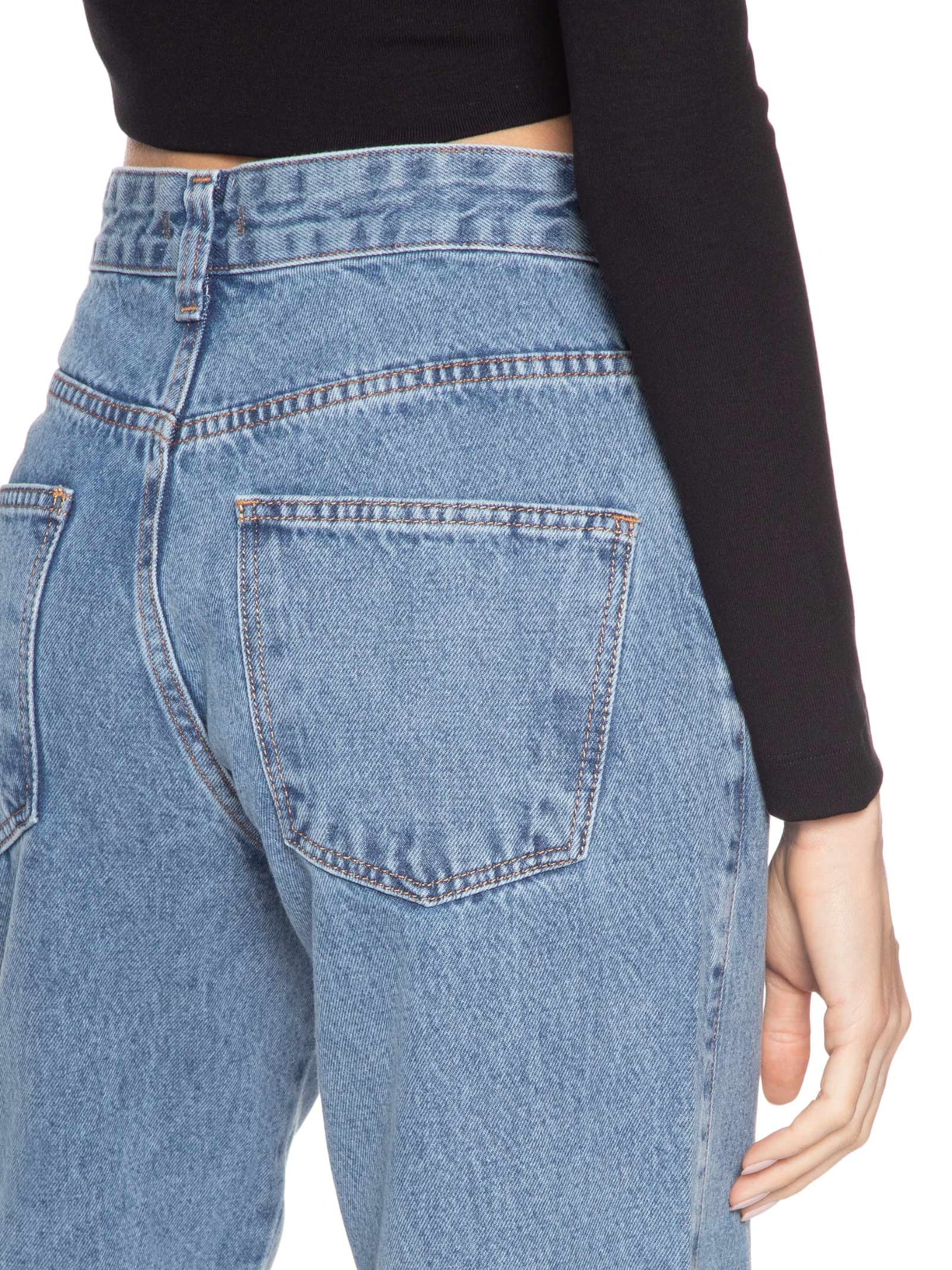 Calça Feminina Reta Jeans Azul Market 33