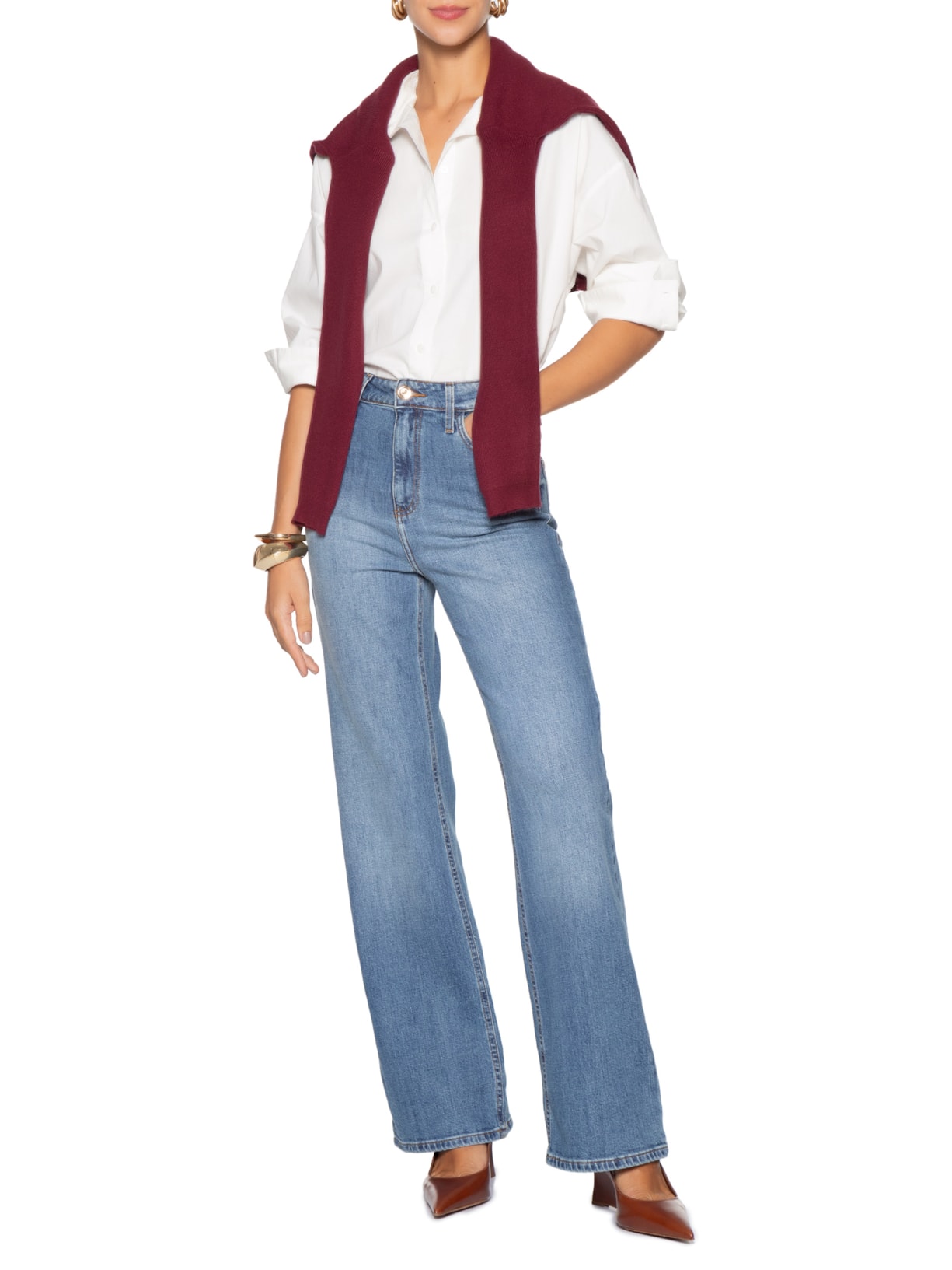 Calça Feminina Reta Jeans  Azul '2Essential