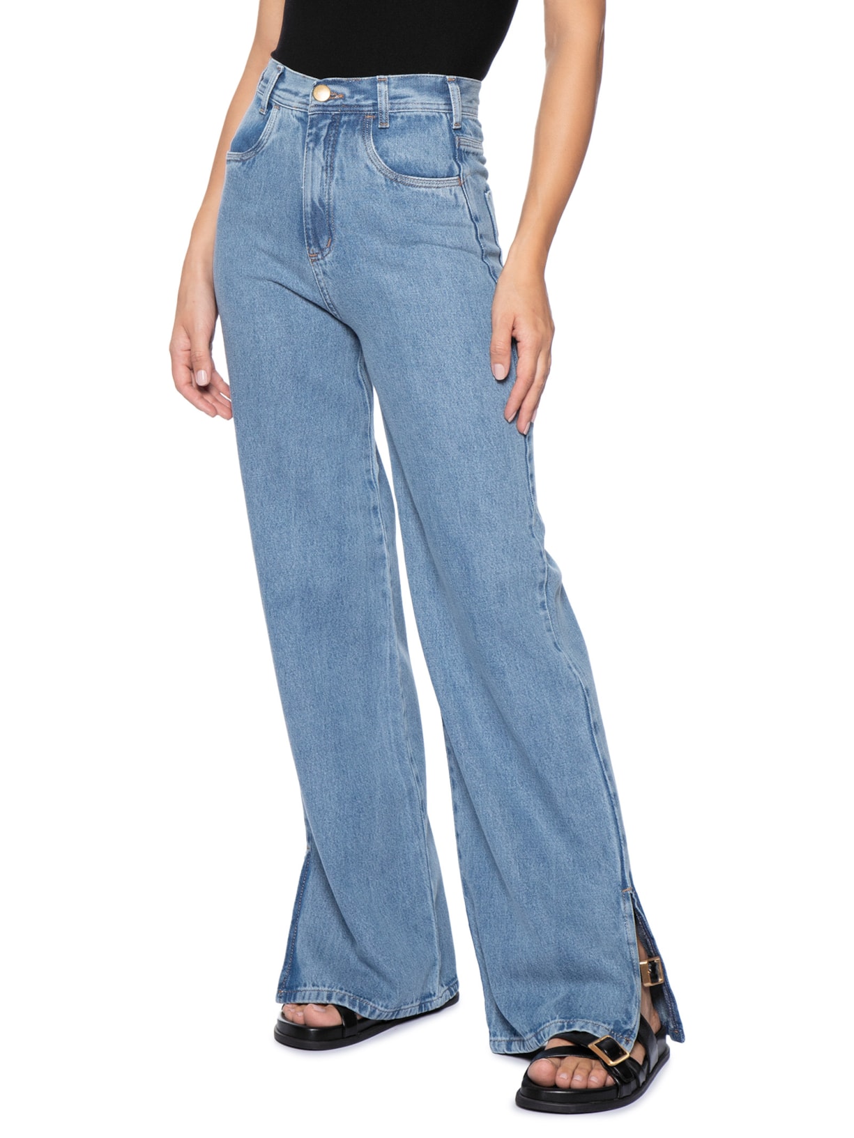 Calça Feminina Reta Jeans Azul Basiq