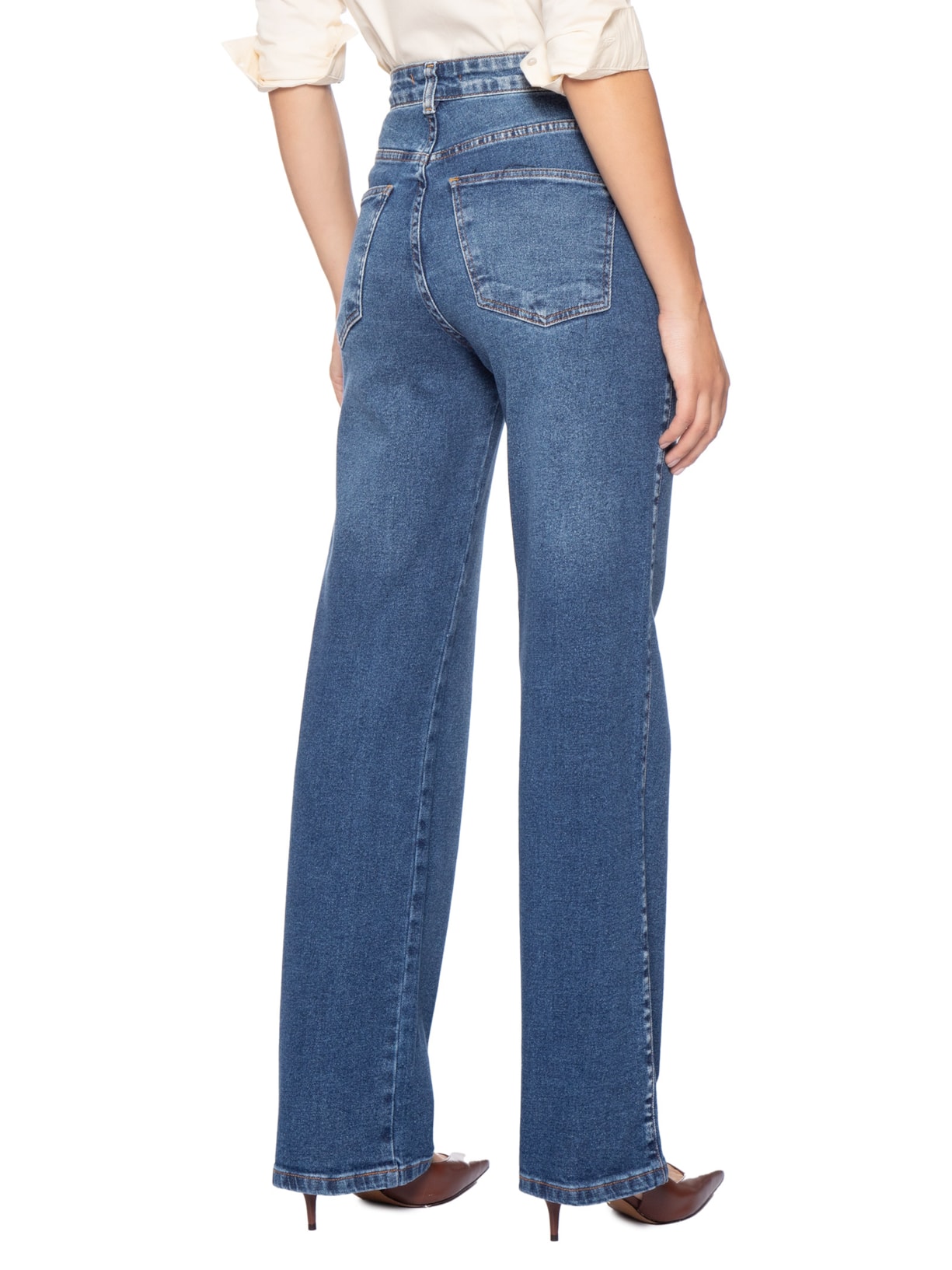Calça Feminina Reta Jeans Azul '2Essential