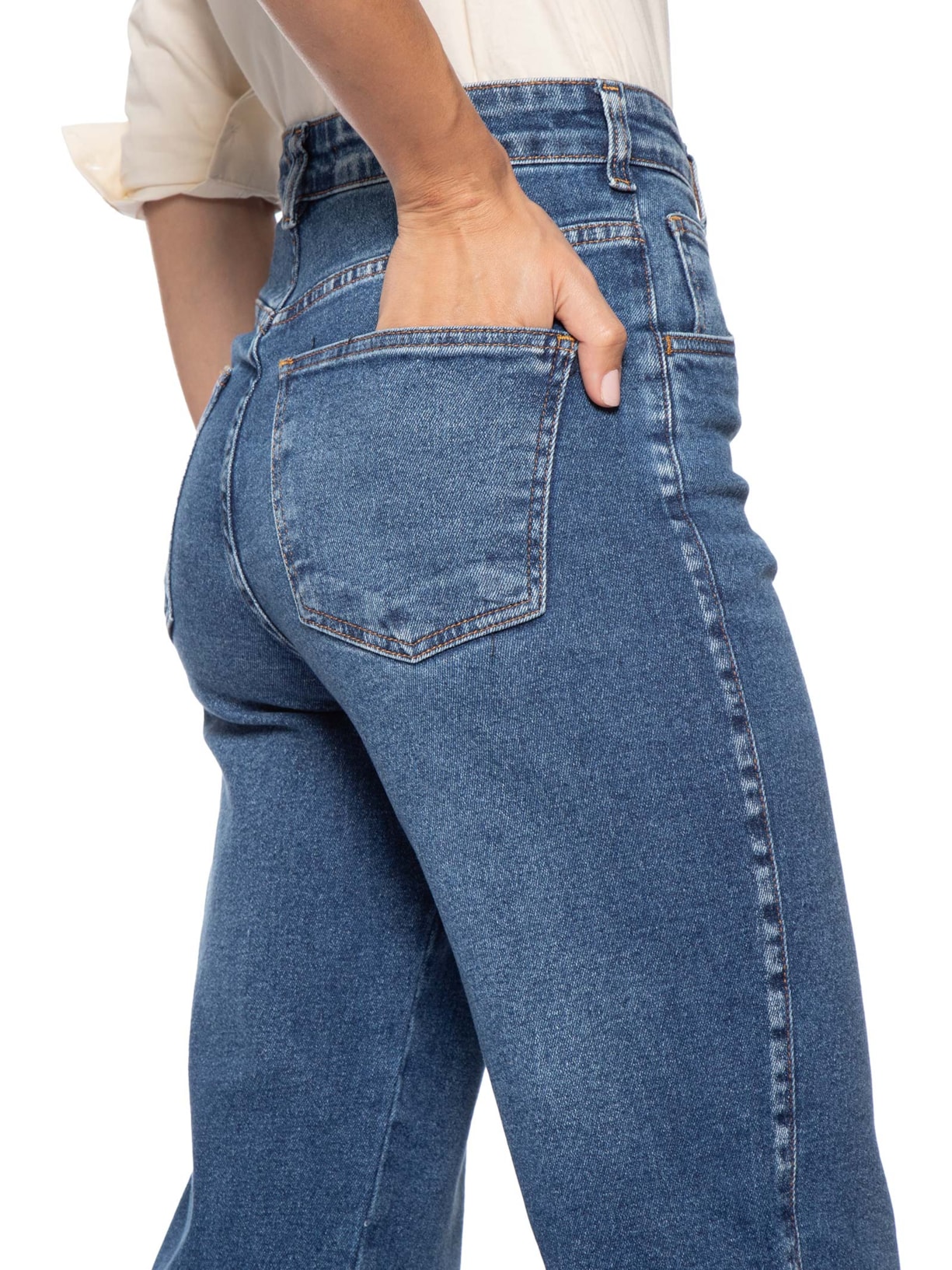 Calça Feminina Reta Jeans Azul '2Essential