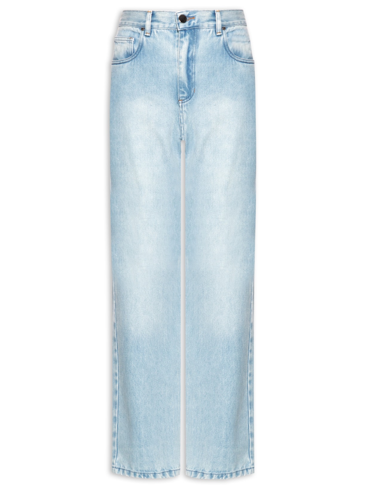 Calça Feminina Reta Lavagem Clara - Azul