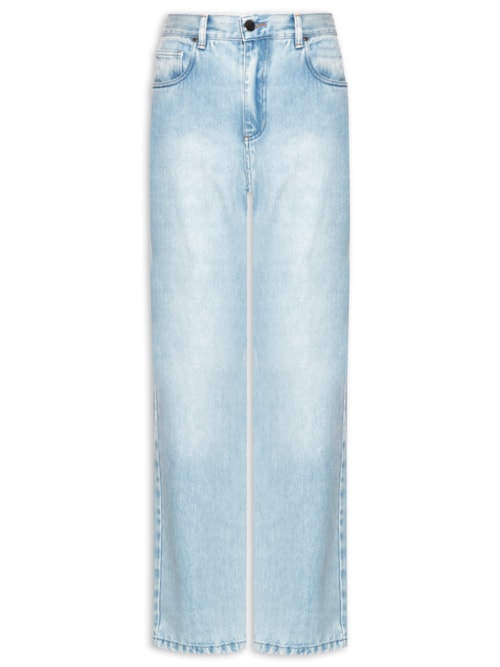 Calça Feminina Reta Lavagem Clara - Azul