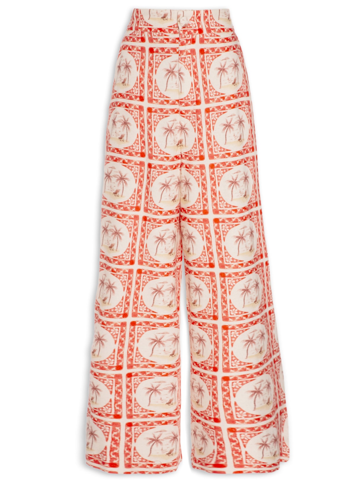 Calça Feminina Reta Lembrança De Verão - Vermelho