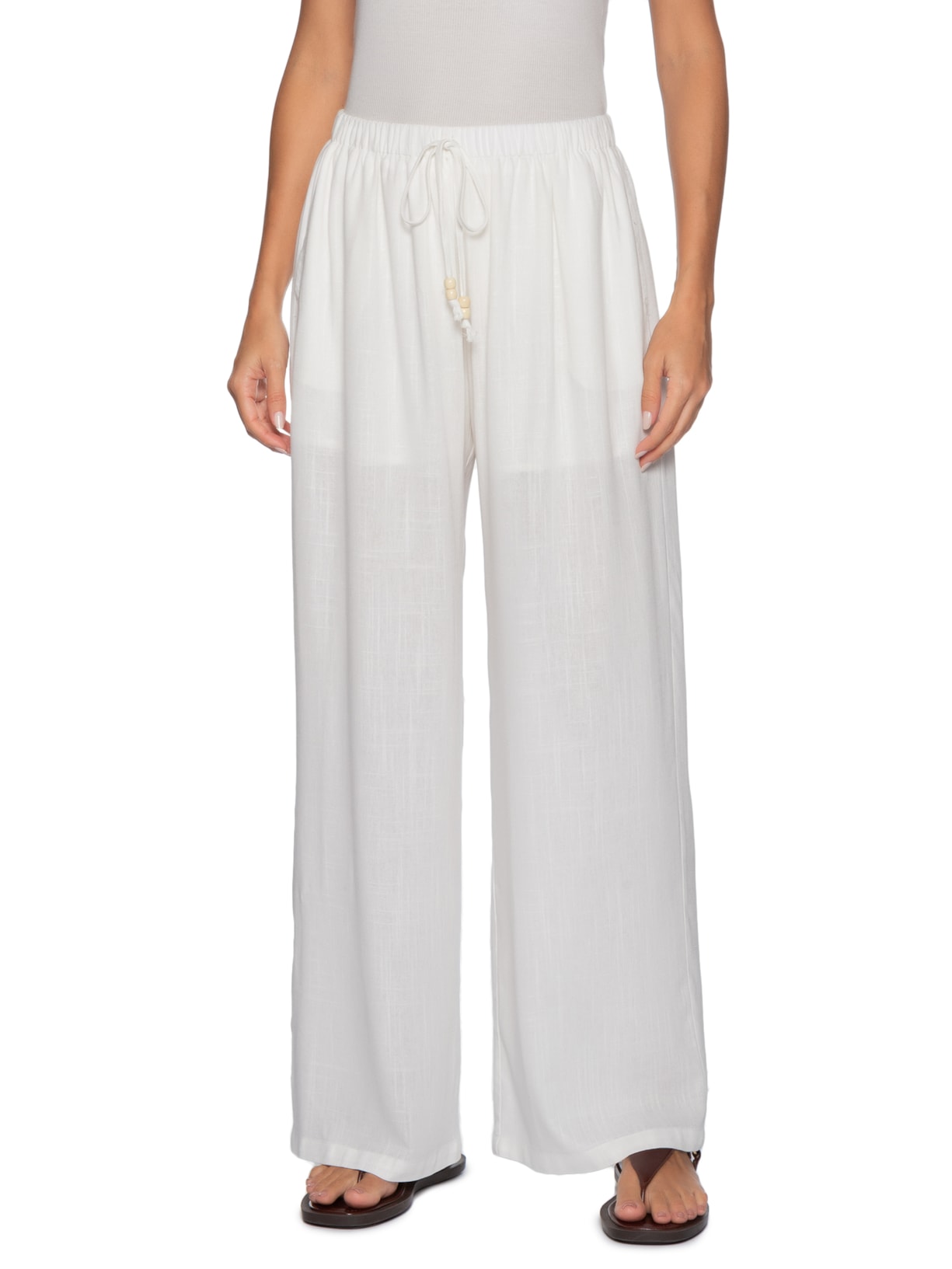 Calça Feminina Reta Leve Branco Basiq