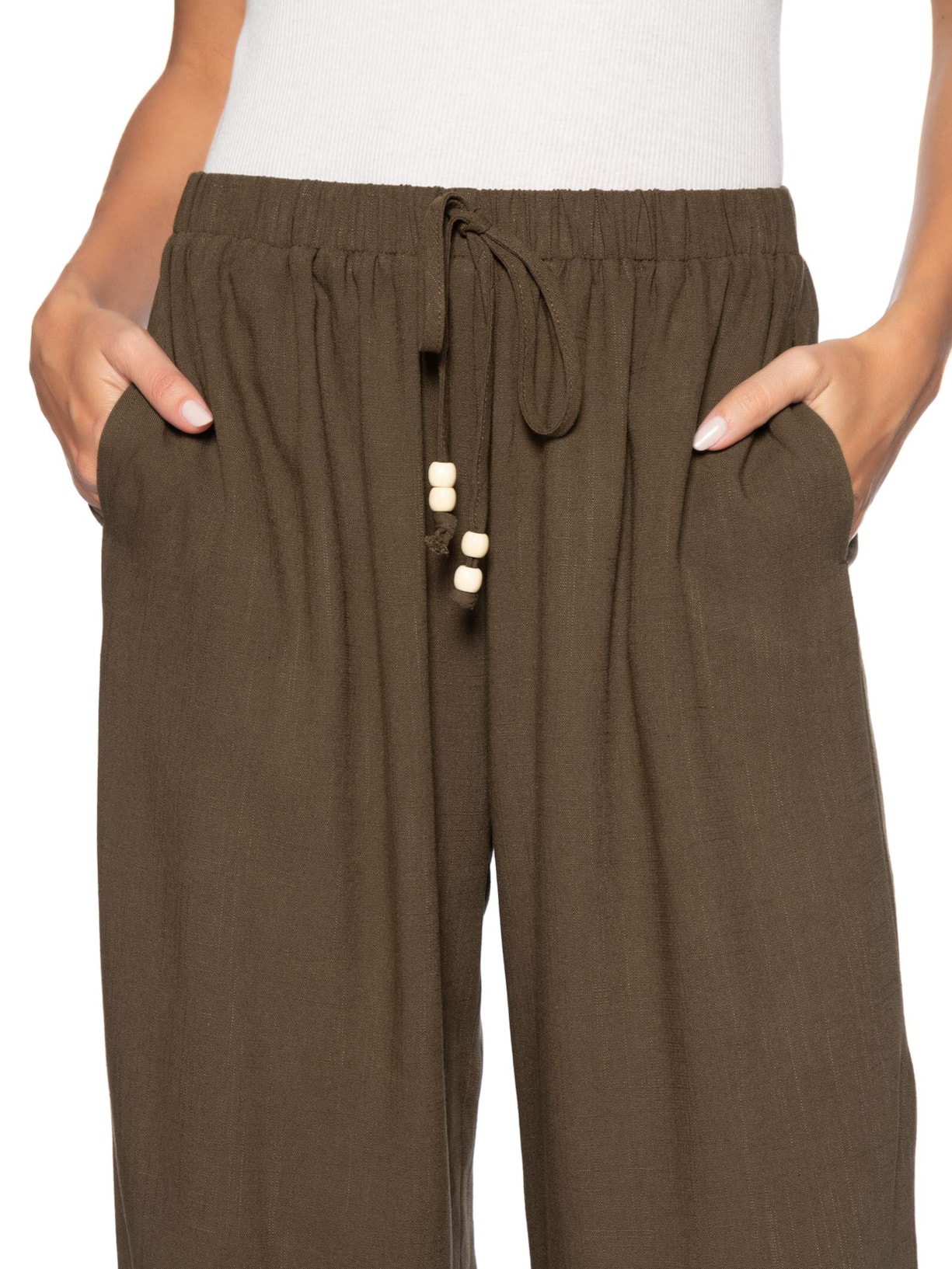 Calça Feminina Reta Leve Marrom Basiq