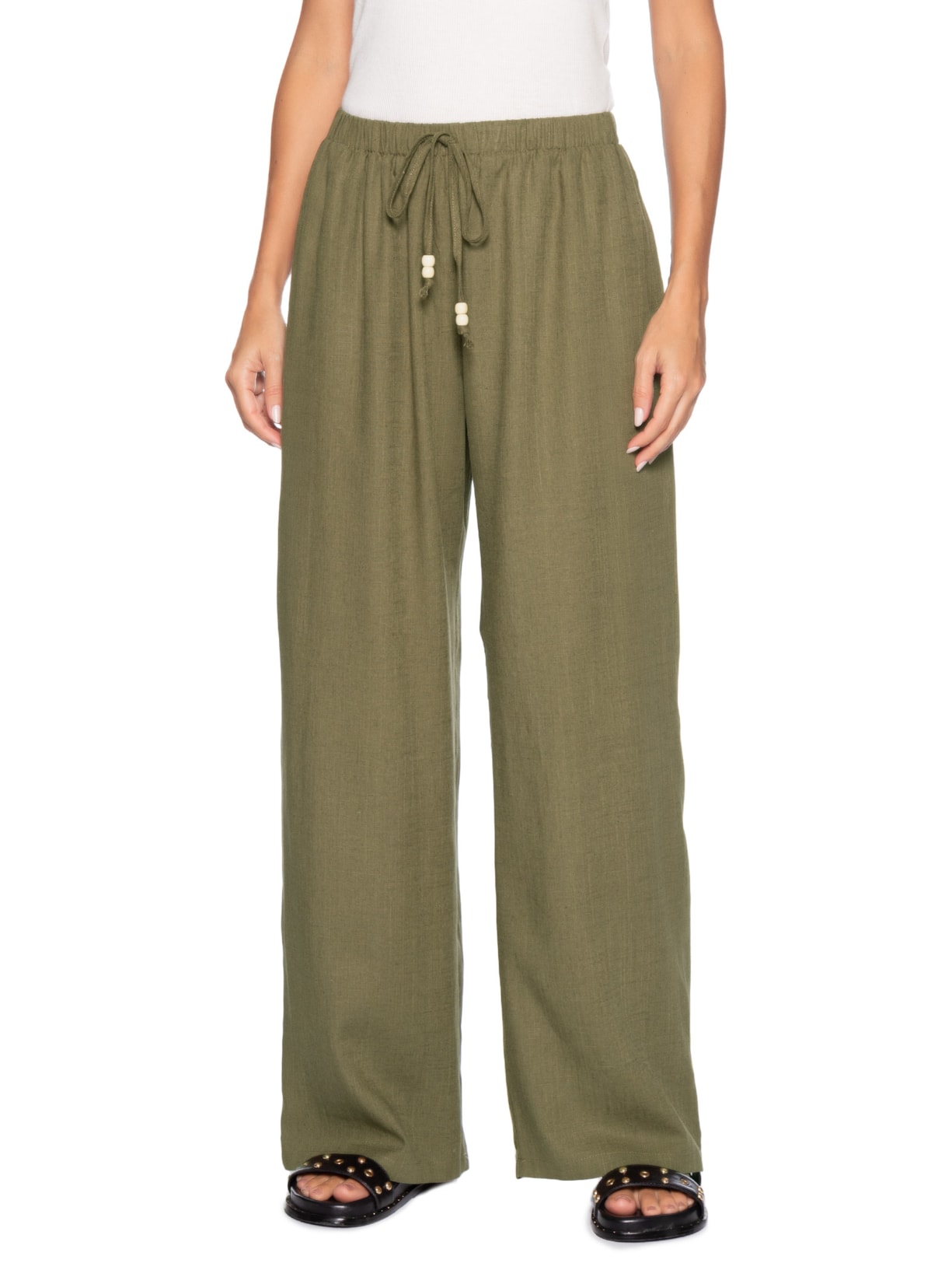 Calça Feminina Reta Leve – Verde Basiq