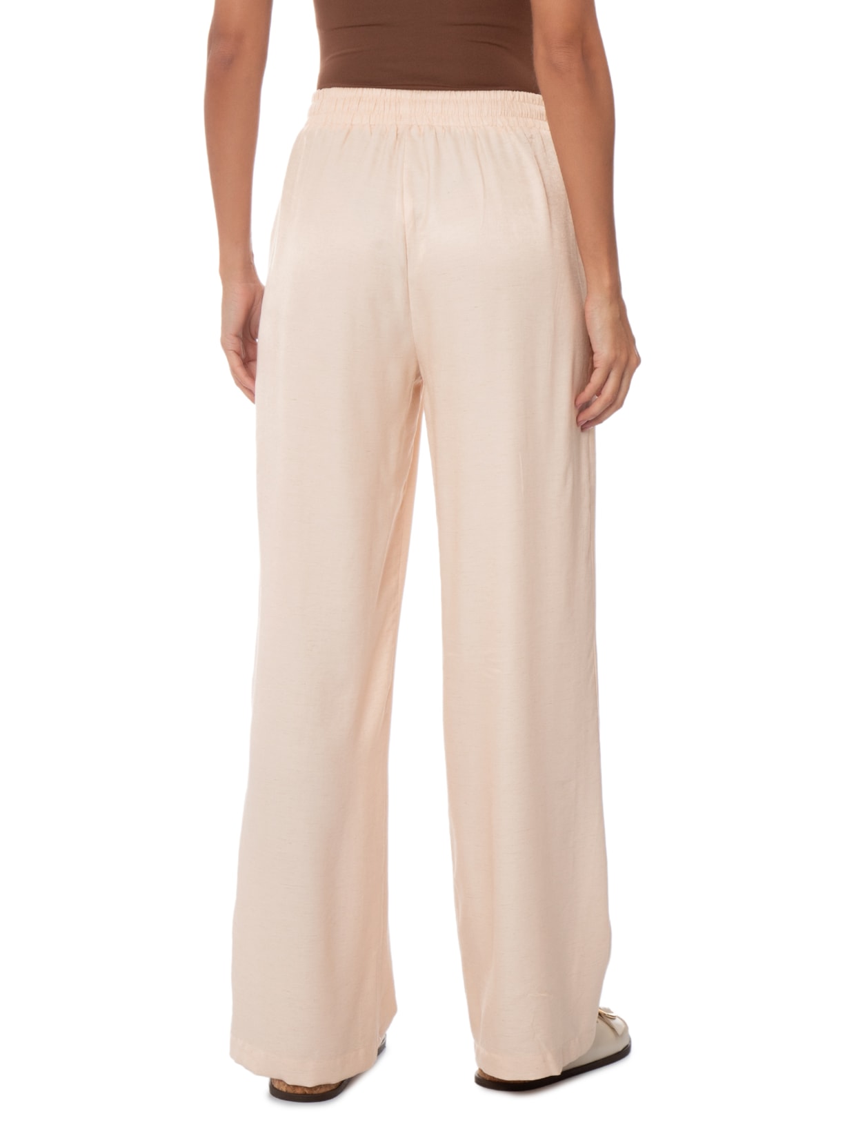 Calça Feminina Reta Linho Rosa Basiq