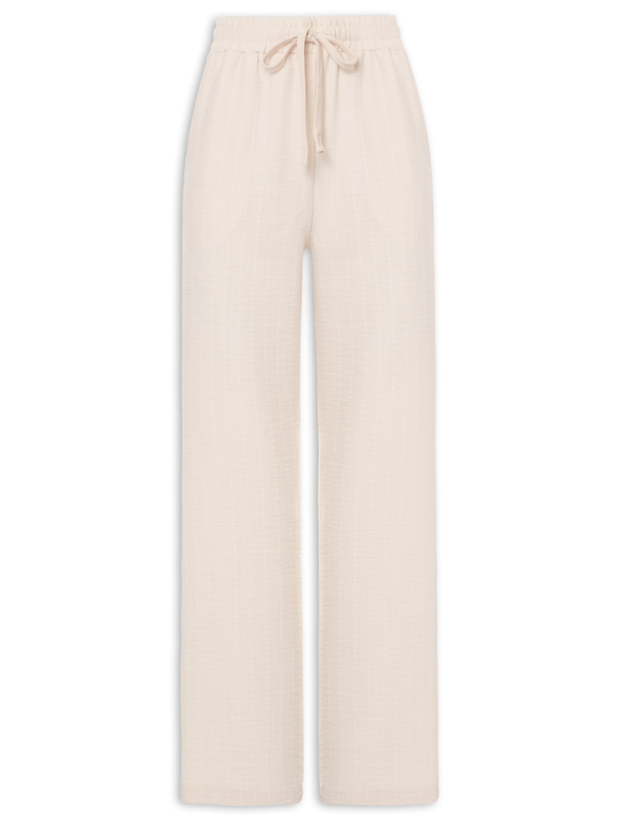 Calça Feminina Reta Listrada - Off White