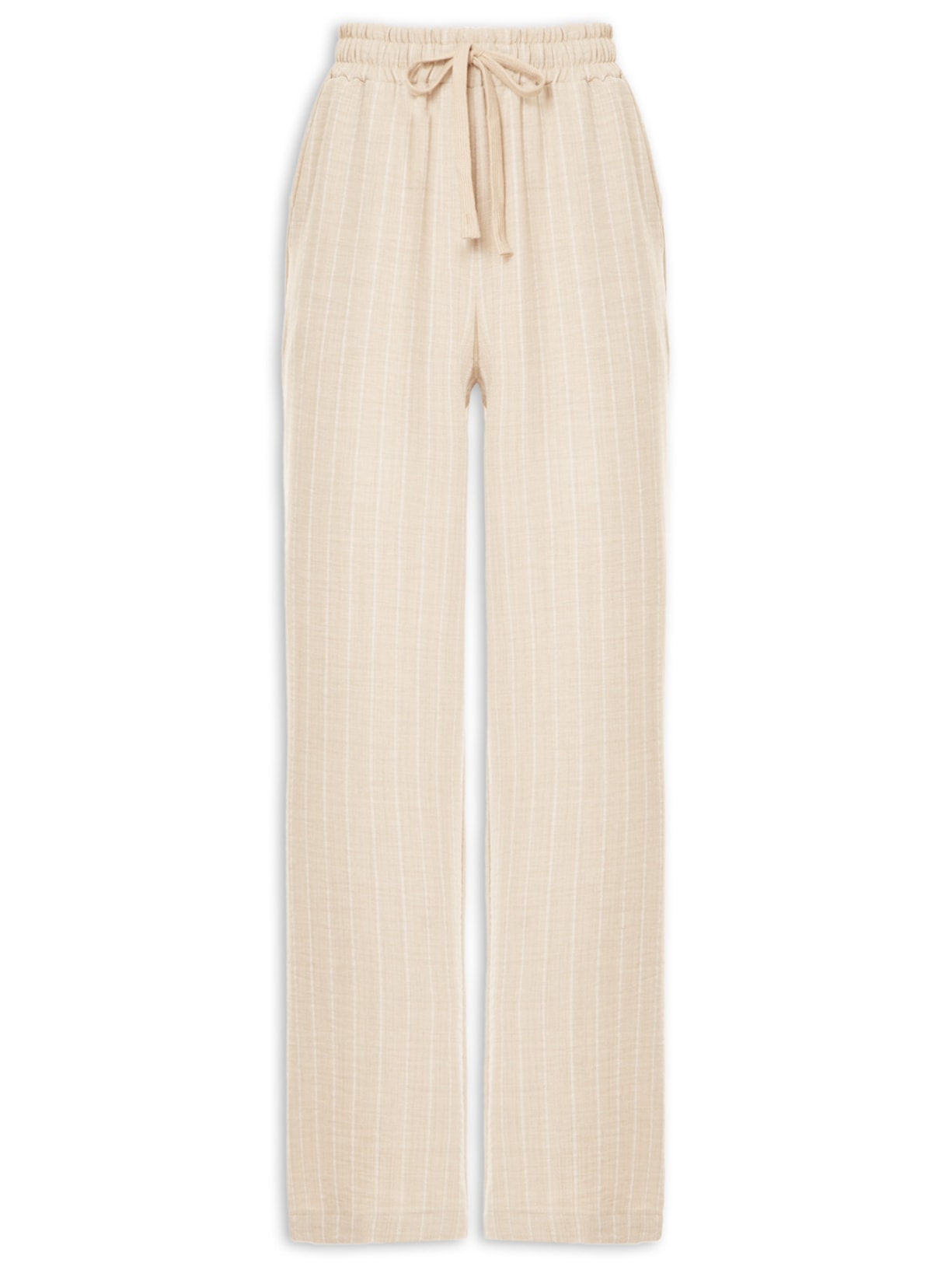 Calça Feminina Reta Listrada - Off White