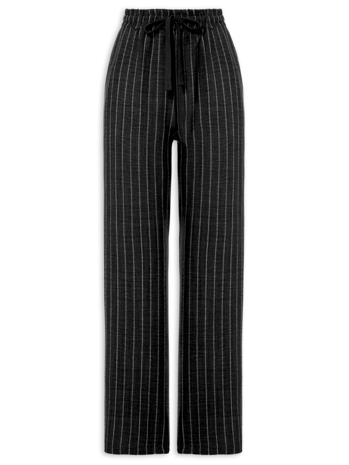 Calça Feminina Reta Listrada - Preto