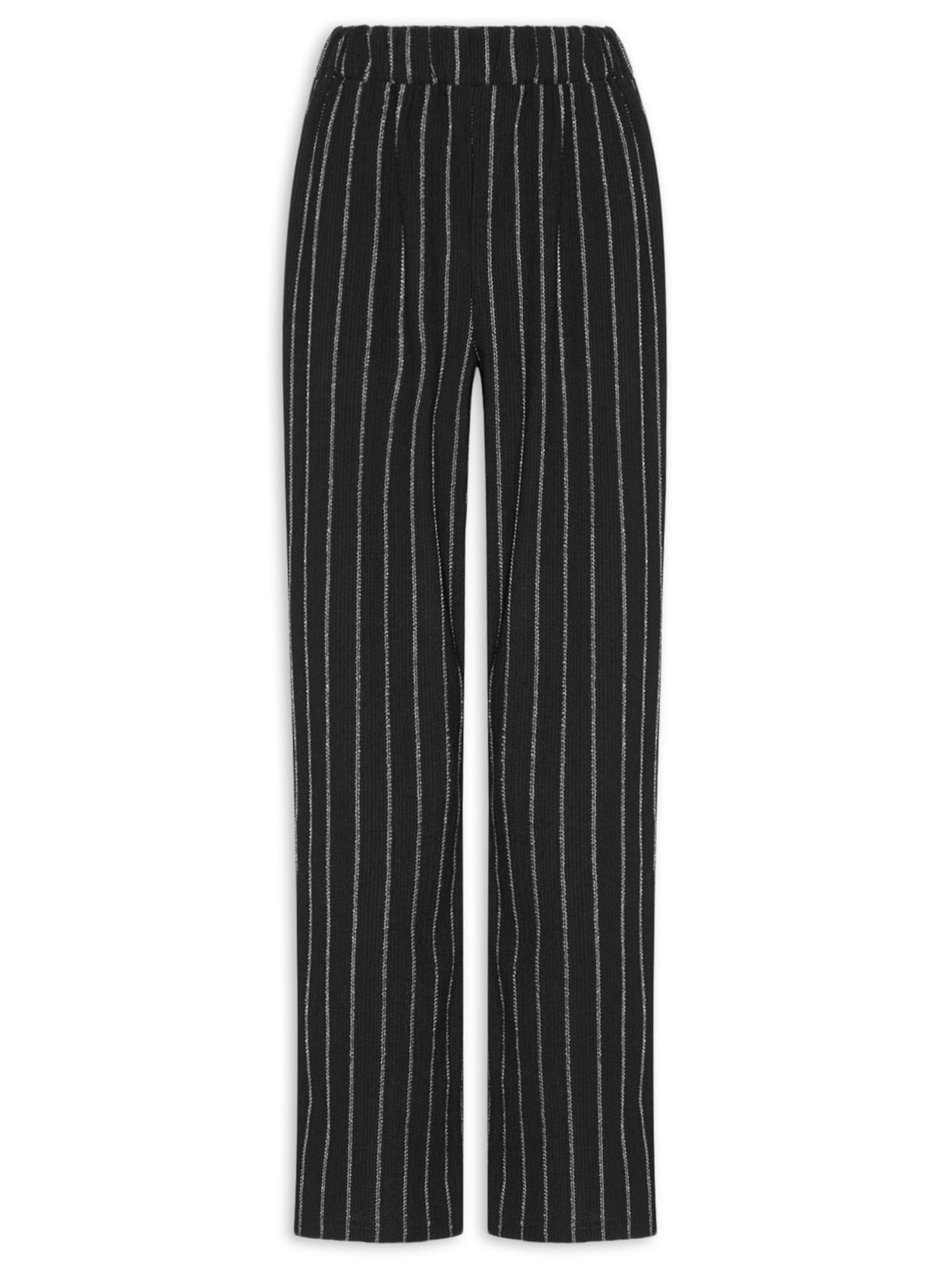 Calça Feminina Reta Listrada Preto Basiq
