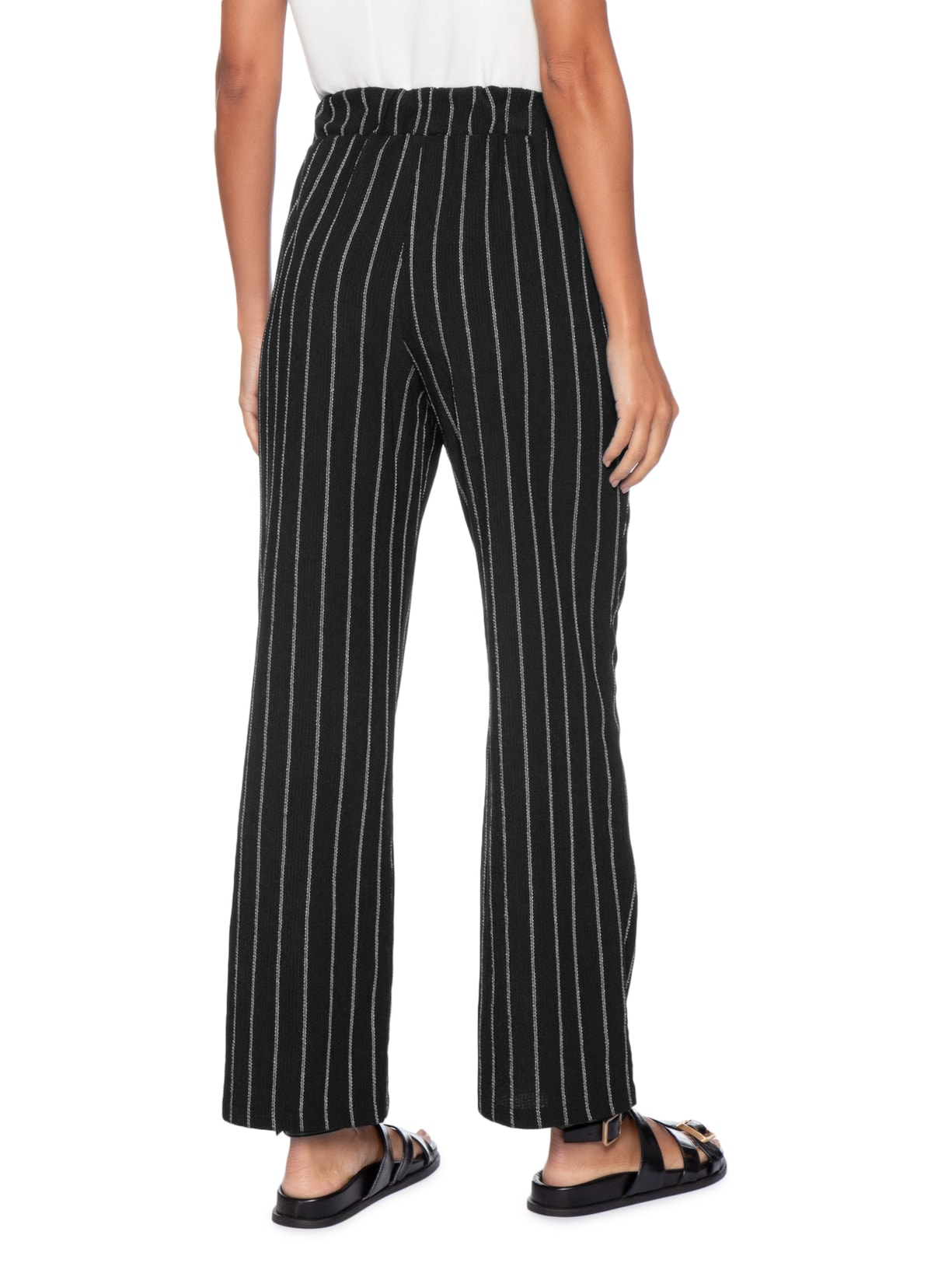 Calça Feminina Reta Listrada Preto Basiq