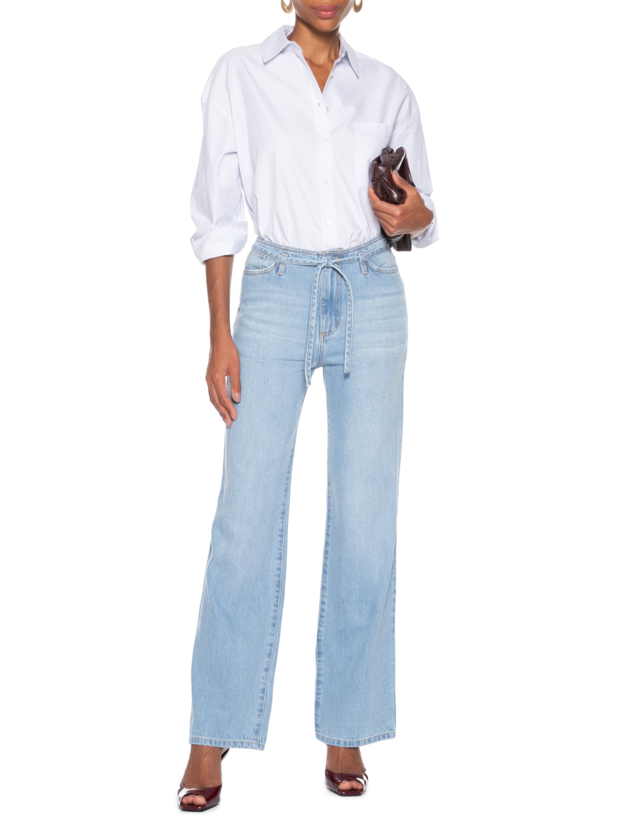 Calça Feminina Reta Madalena Azul Le Lis