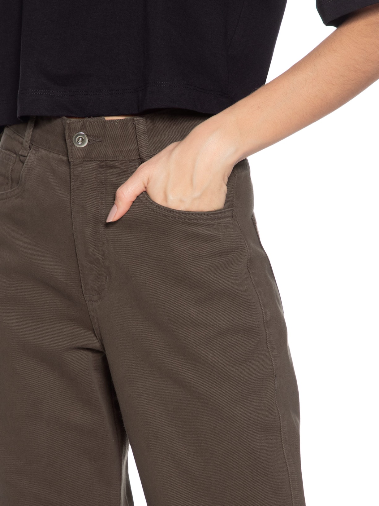 Calça Feminina Reta Marrom Basiq