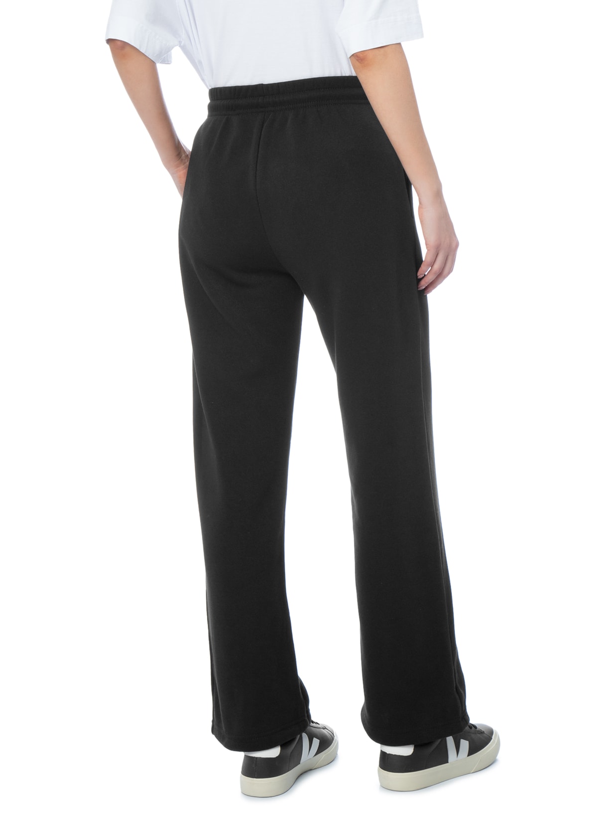Calça Feminina Reta Moletom Preto Basiq