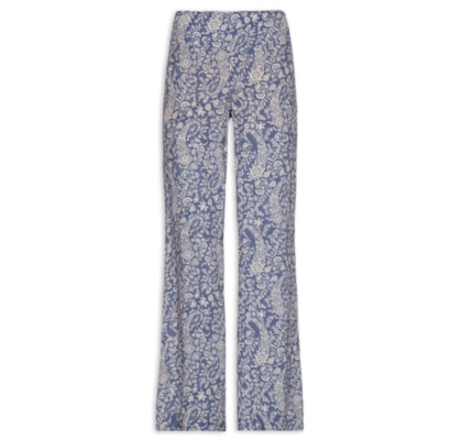 Calça Feminina Reta Pala Estampa Maze - Azul