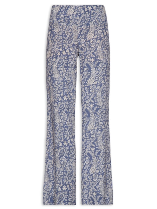 Calça Feminina Reta Pala Estampa Maze - Azul
