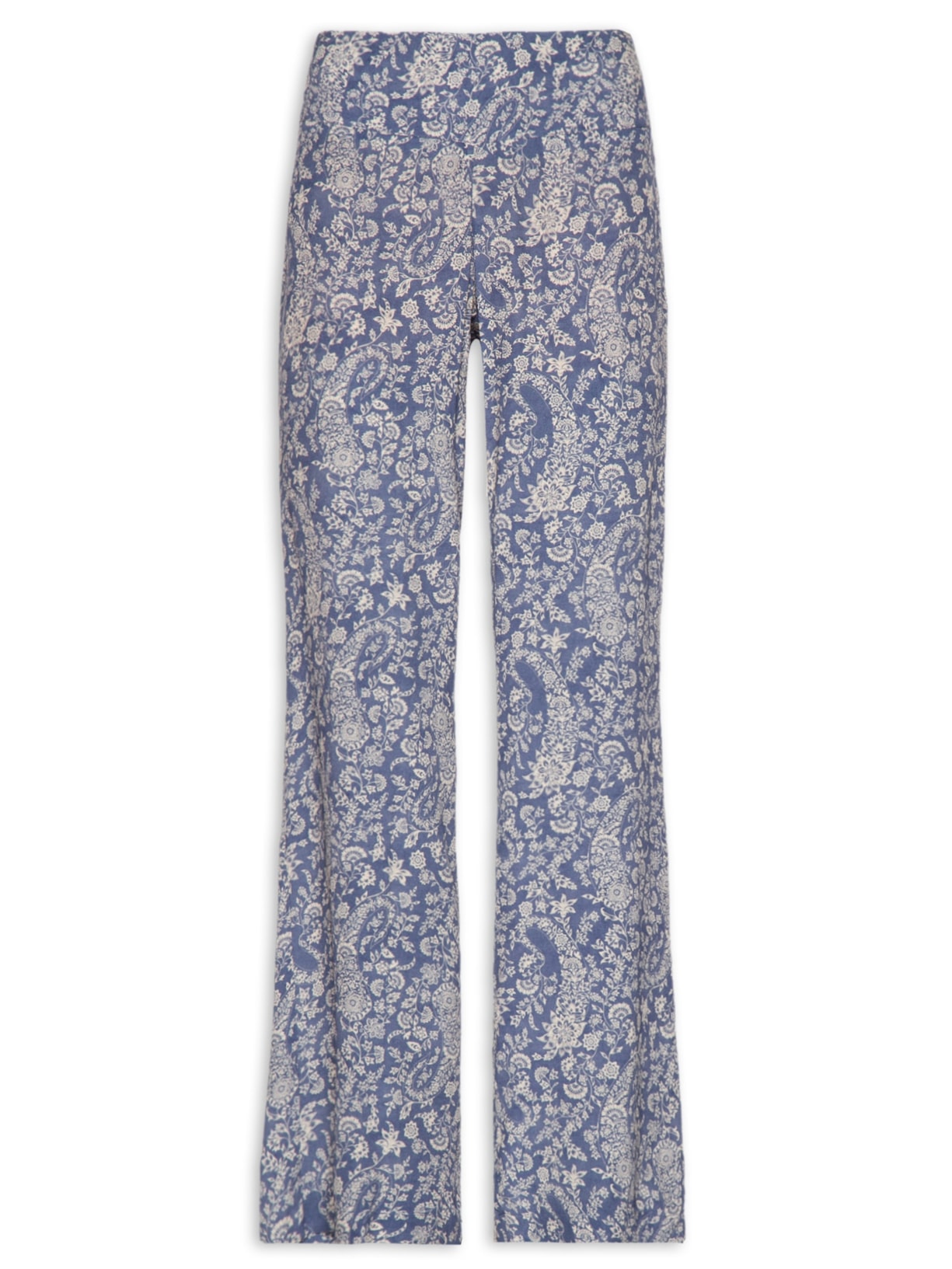 Calça Feminina Reta Pala Estampa Maze Azul Maria Filó
