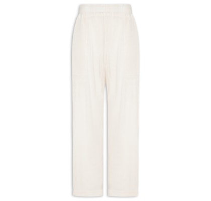 Calça Feminina Reta Plisse - Off White