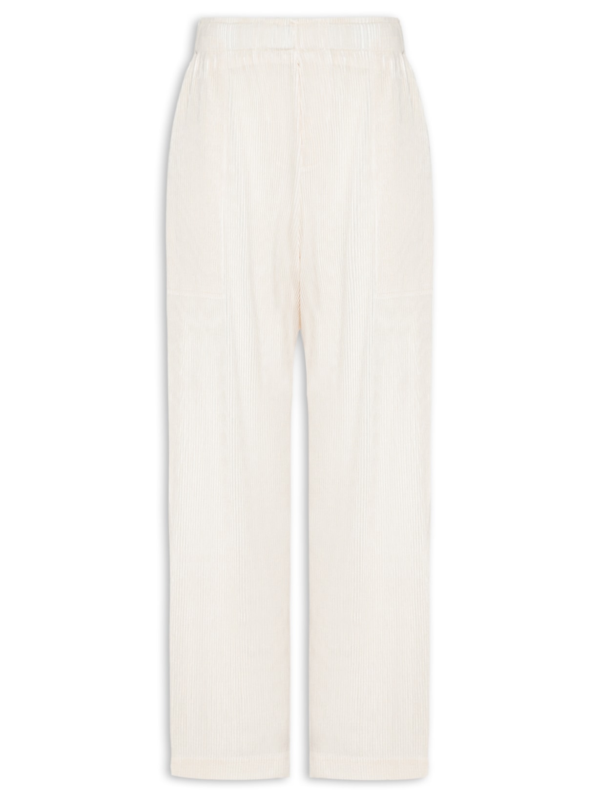 Calça Feminina Reta Plisse - Off White
