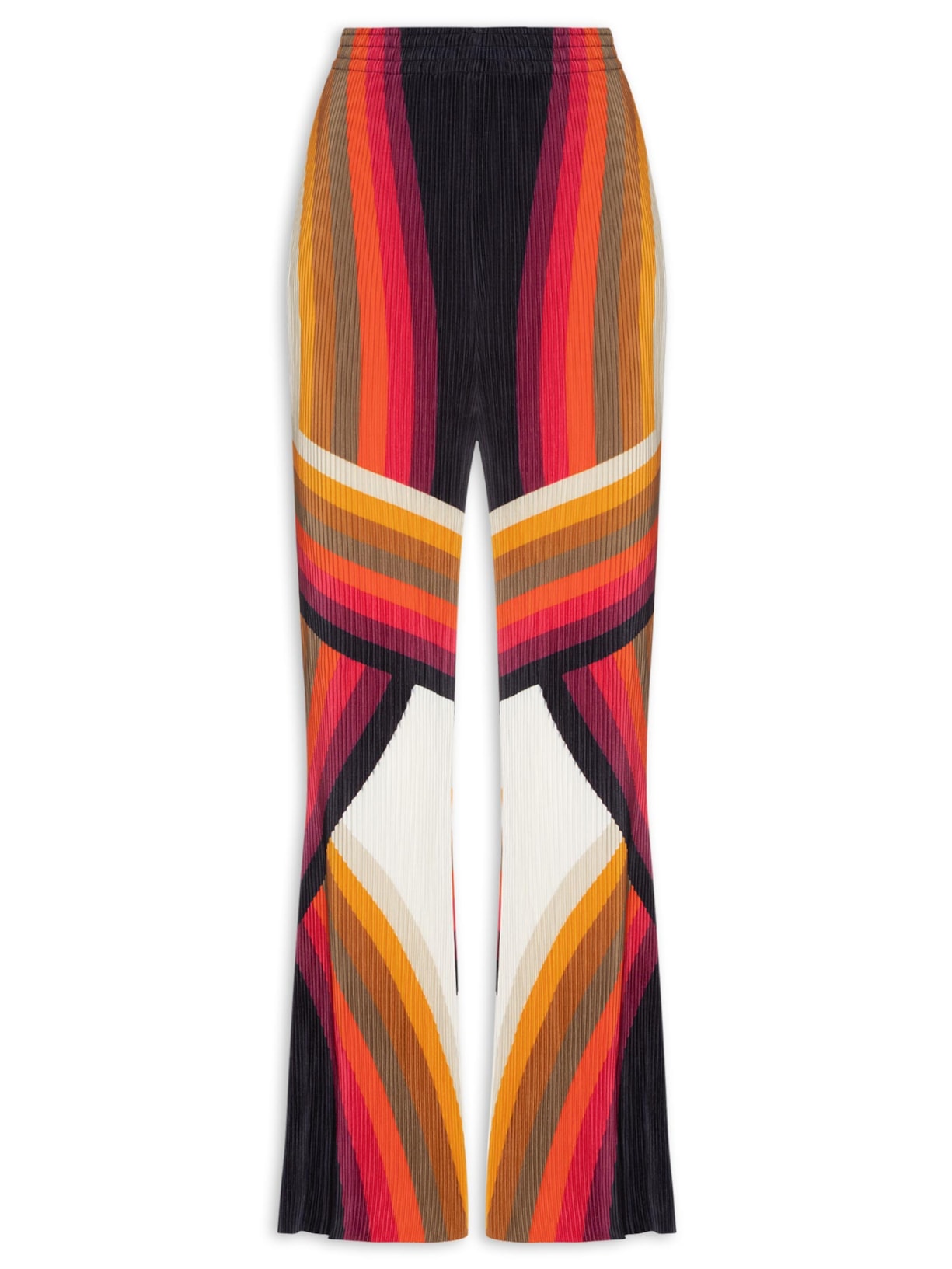 Calça Feminina Reta Plisse Onda - Laranja