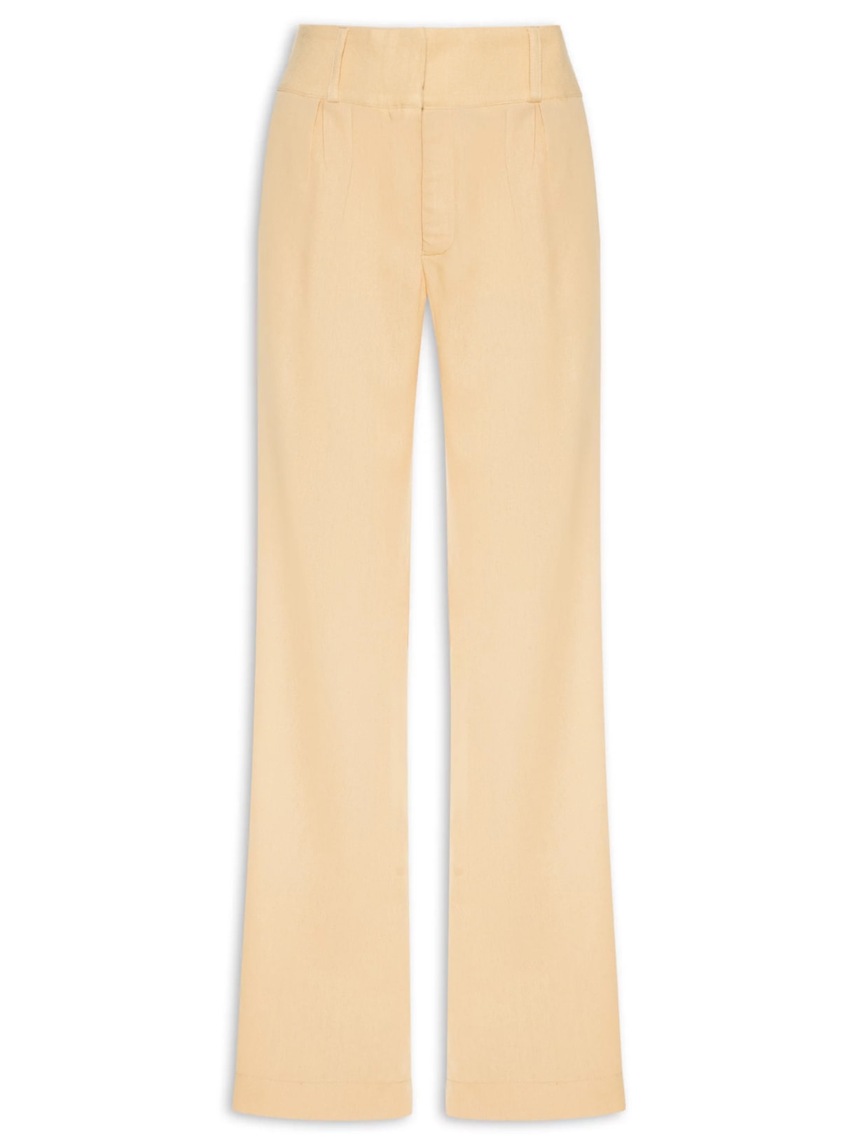 Calça Feminina Reta Pregas - Bege