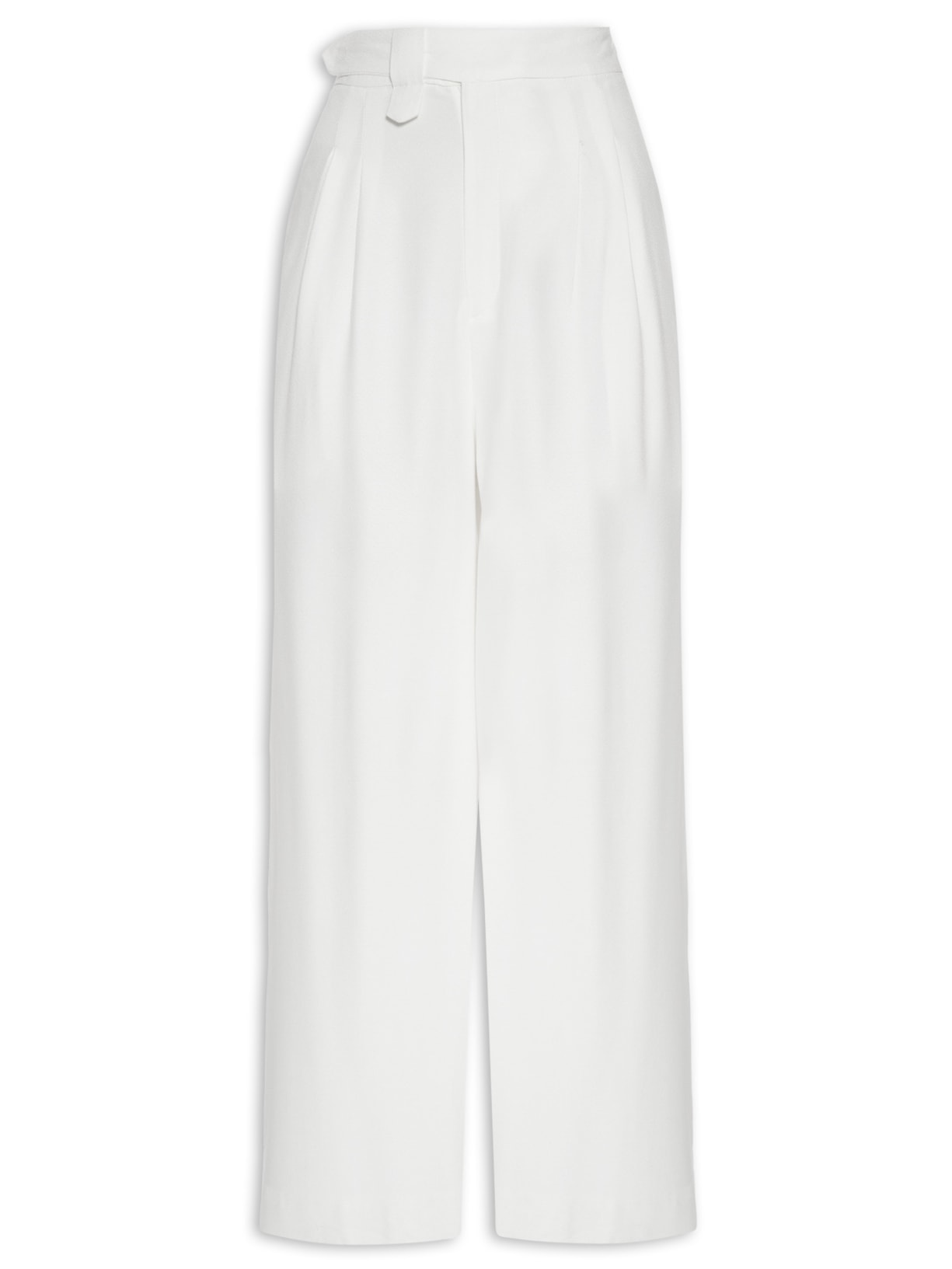 Calça Feminina Reta Pregas - Branco