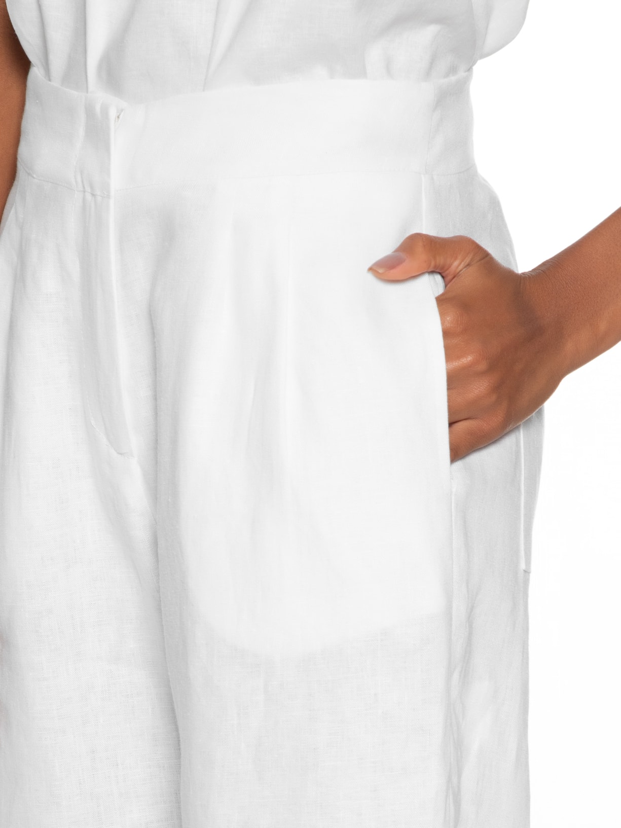 Calça Feminina Reta Pregas Branco Maria Filó