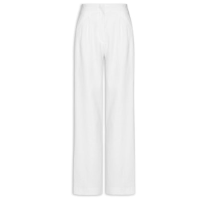 Calça Feminina Reta Pregas - Branco