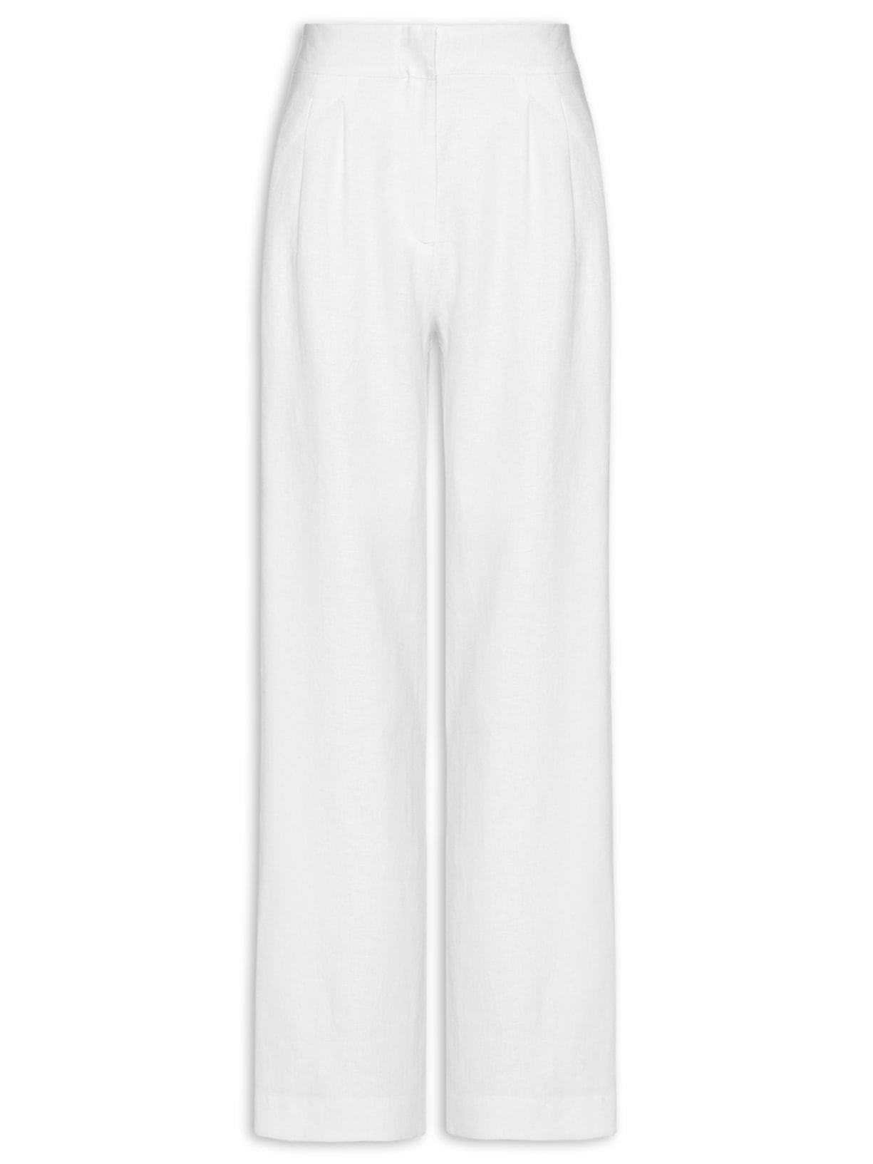 Calça Feminina Reta Pregas - Branco
