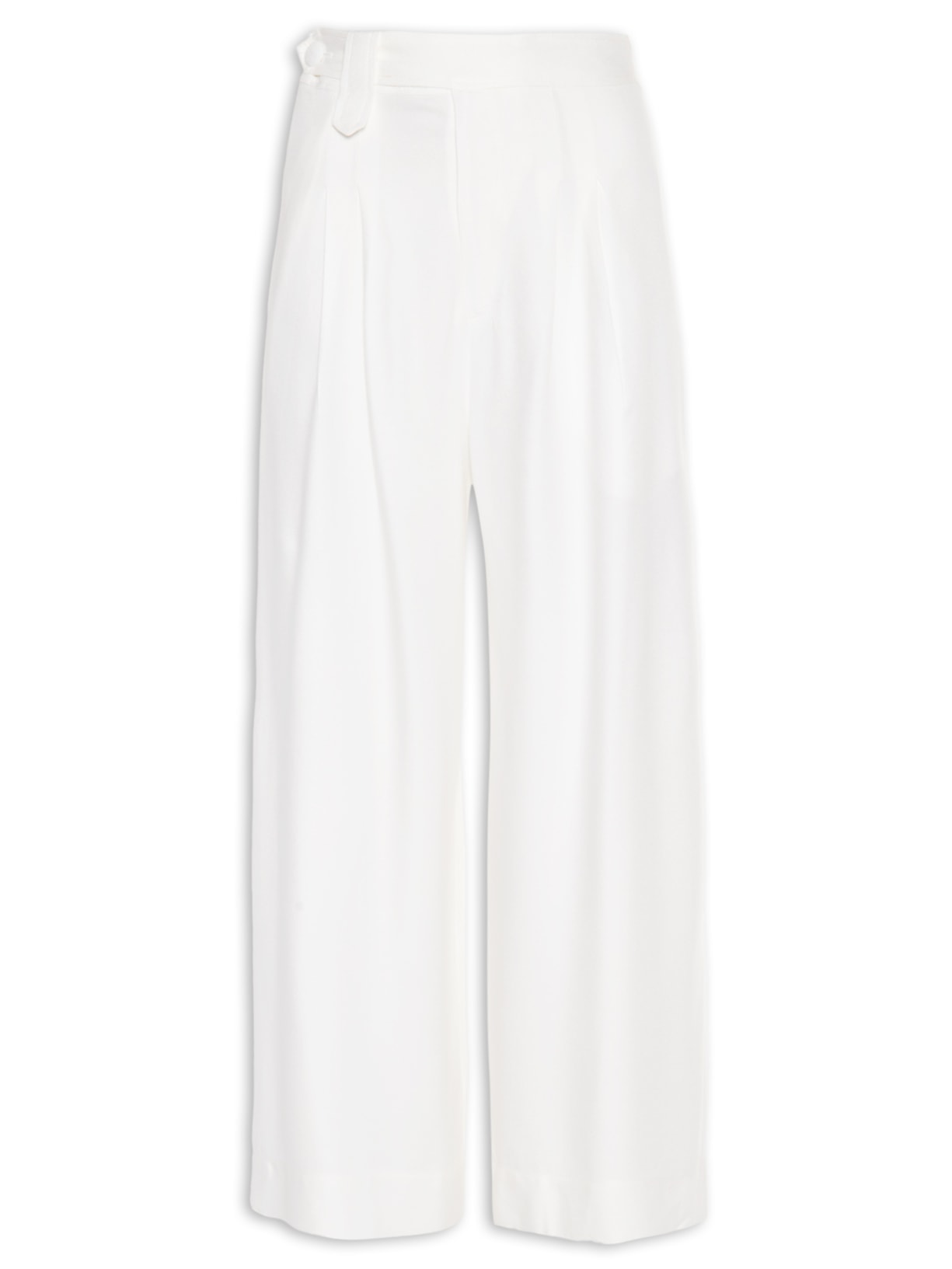Calça Feminina Reta Pregas Frente - Off White