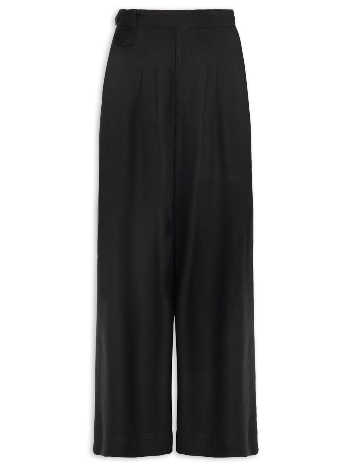 Calça Feminina Reta Pregas Frente - Preto