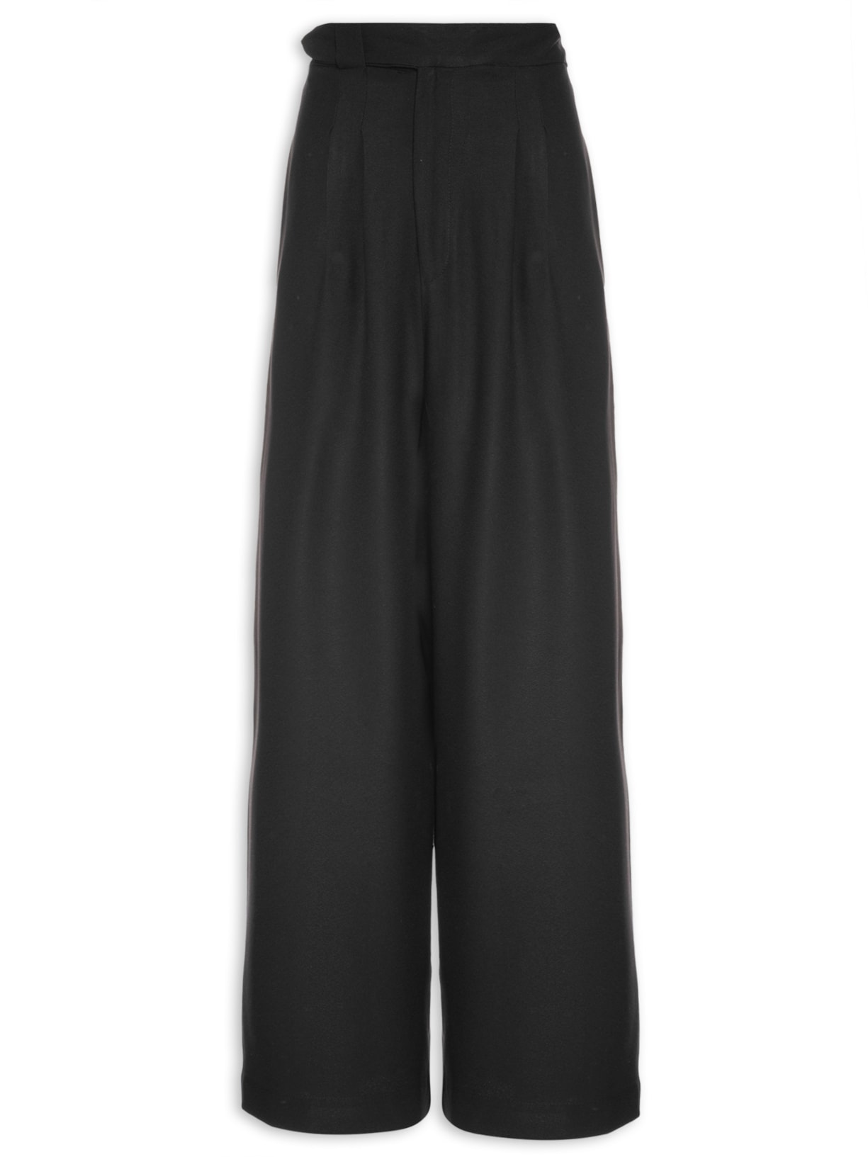 Calça Feminina Reta Pregas - Preto