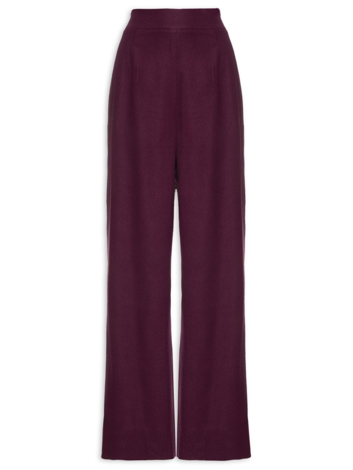 Calça Feminina Reta Pregas Roxo Farm