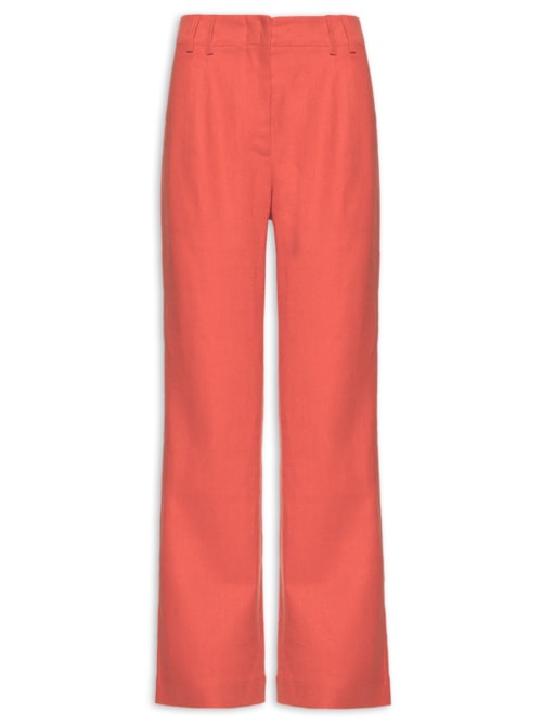 Calça Feminina Reta Pregas - Vermelho