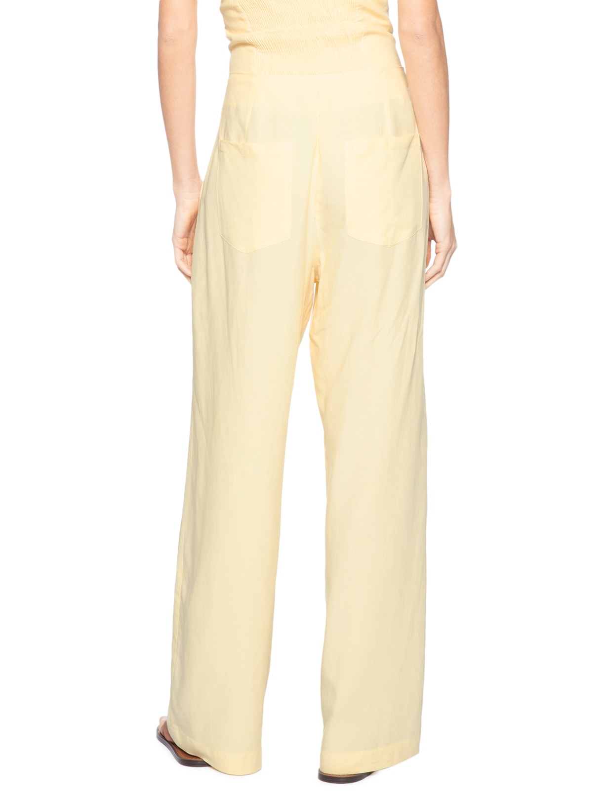 Calça Feminina Reta Recortes Amarelo Animale Jeans