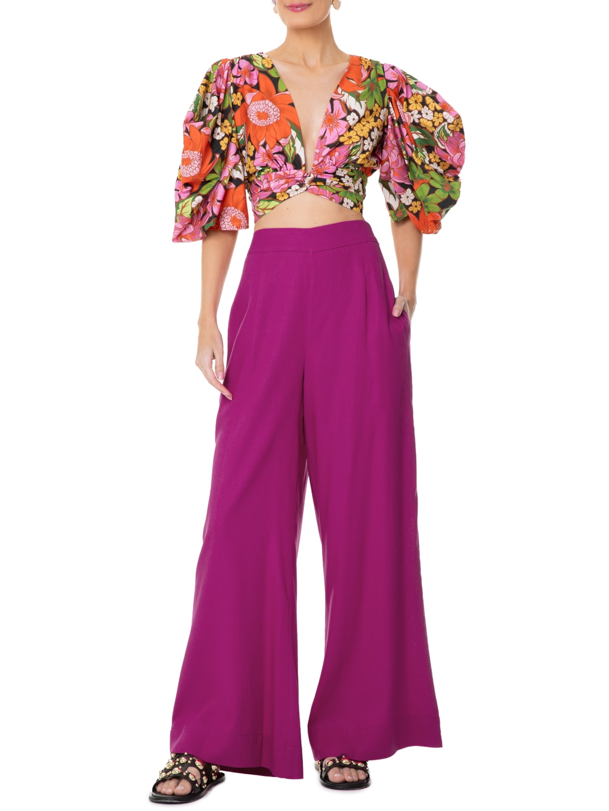 Calça Feminina Reta Rosa Farm