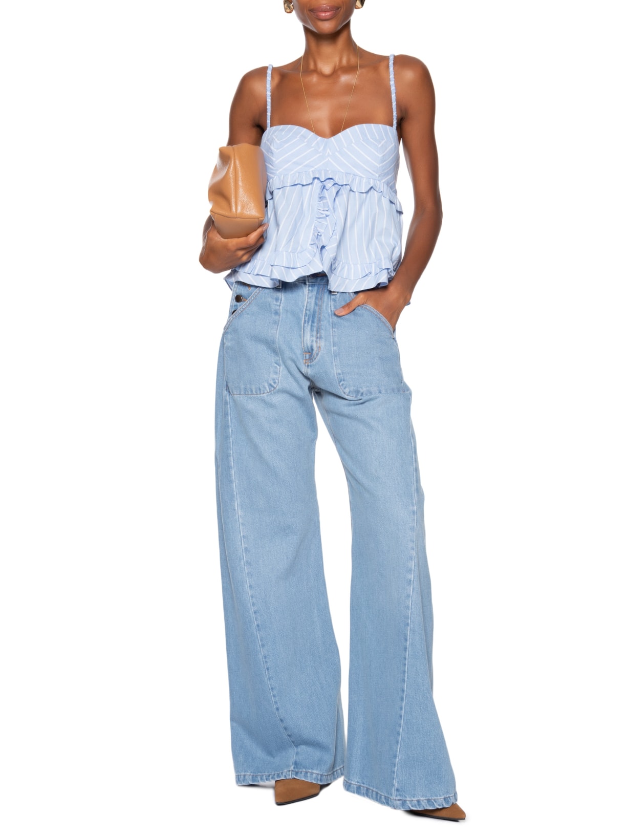 Calça Feminina Reta Sailor Jeans Azul Animale
