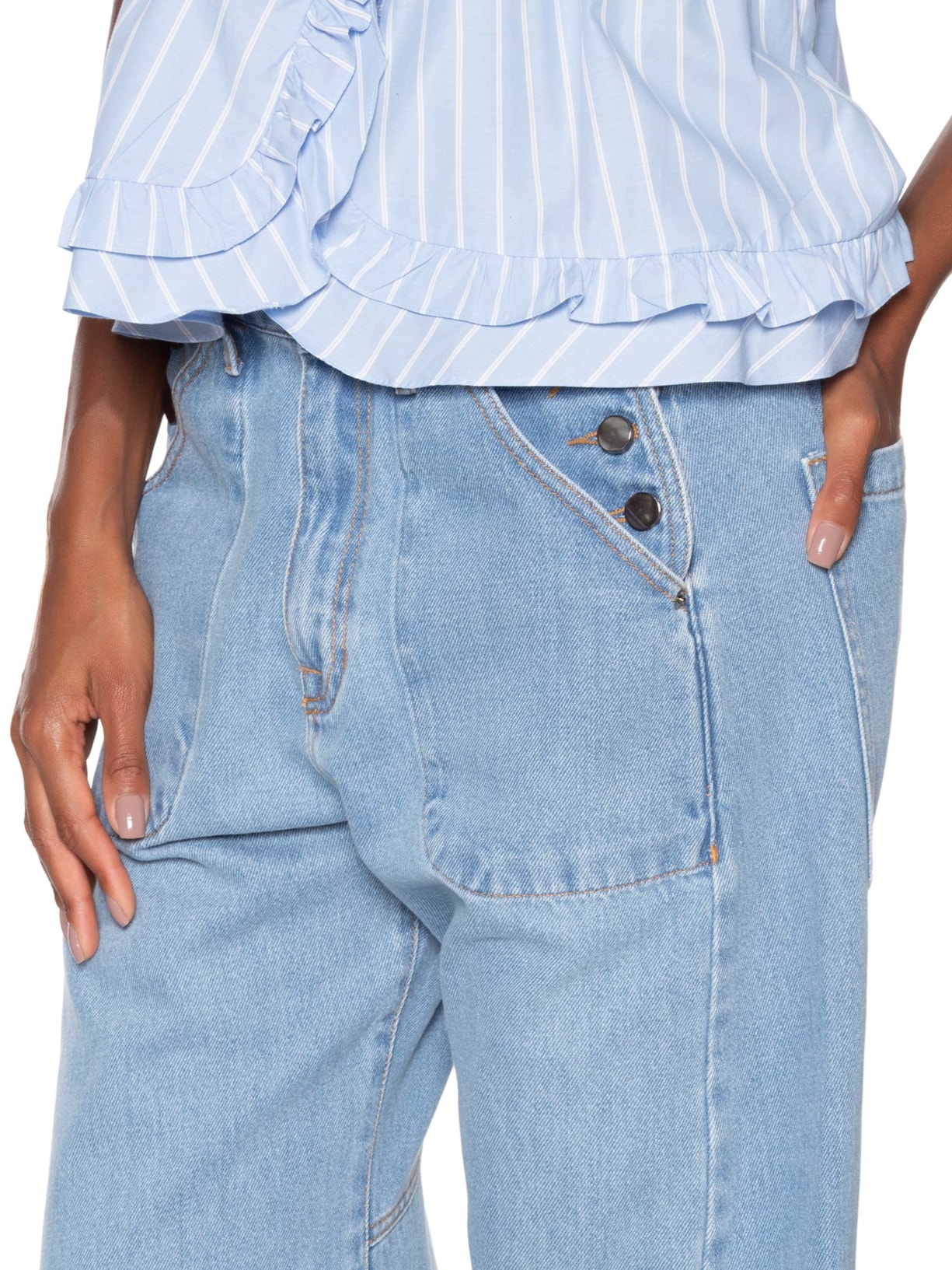 Calça Feminina Reta Sailor Jeans Azul Animale