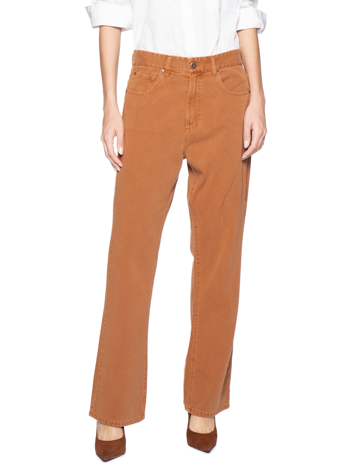 Calça Feminina Reta Sarja Veludo Laranja Animale