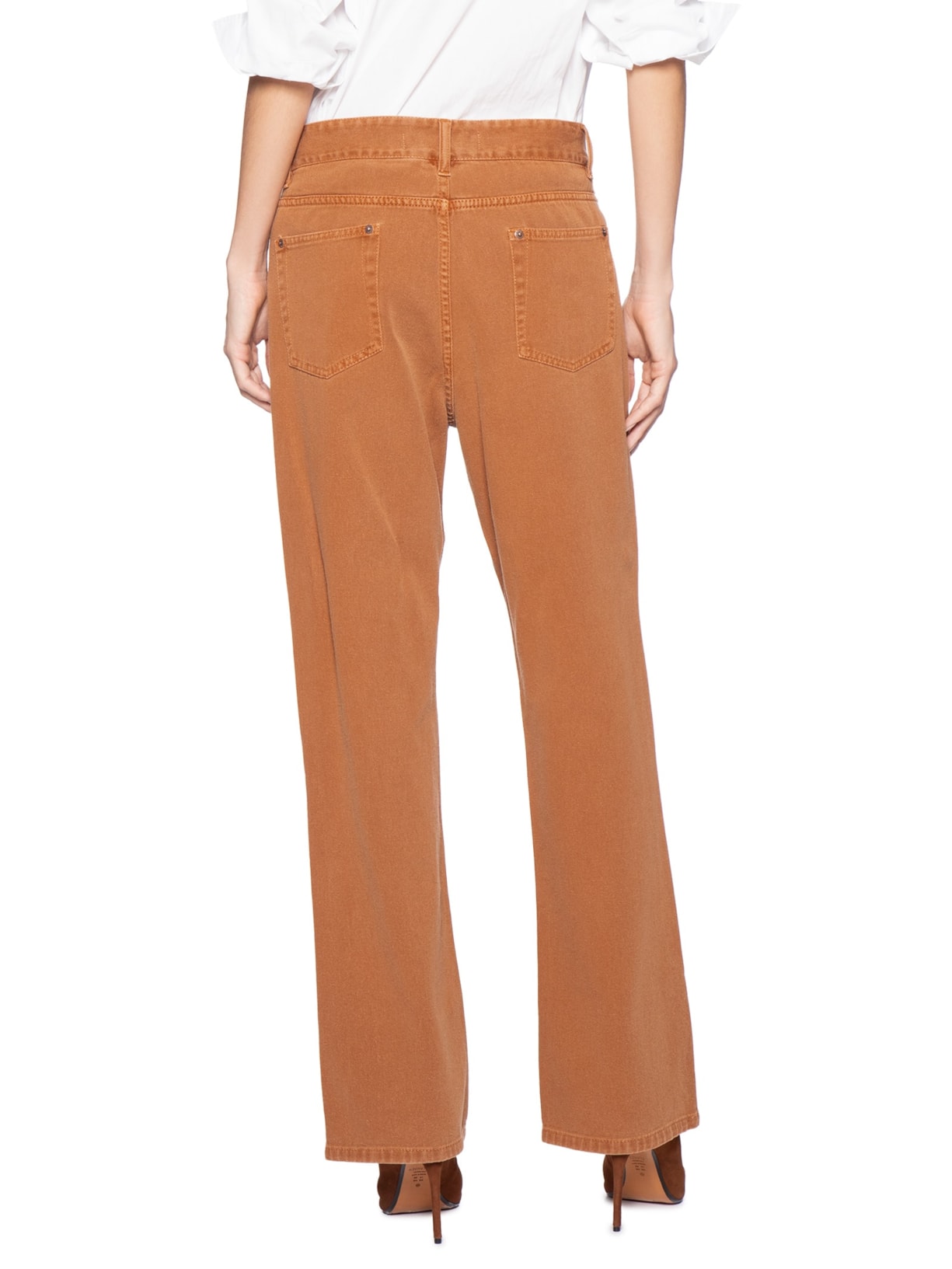 Calça Feminina Reta Sarja Veludo Laranja Animale