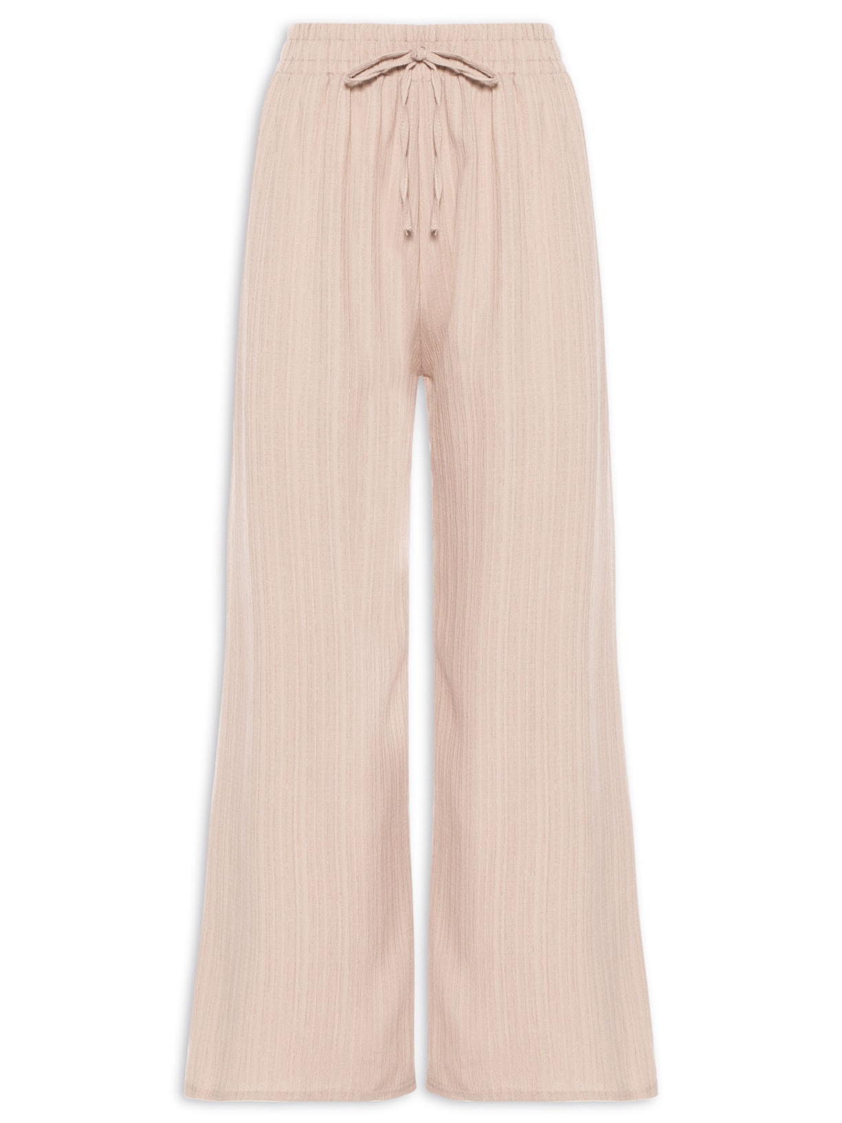 Calça Feminina Reta Texturizada - Bege